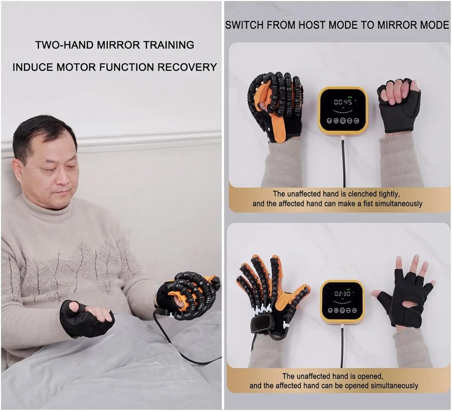 Rehabilitation Training Gloves, Hemiplegia Finger Rehabilitation Trainer Robot Gloves, Stroke Hand Trainer Finger Splints, for Hand Dysfunction Patients(Size:XS Code,Color:Left Hand)