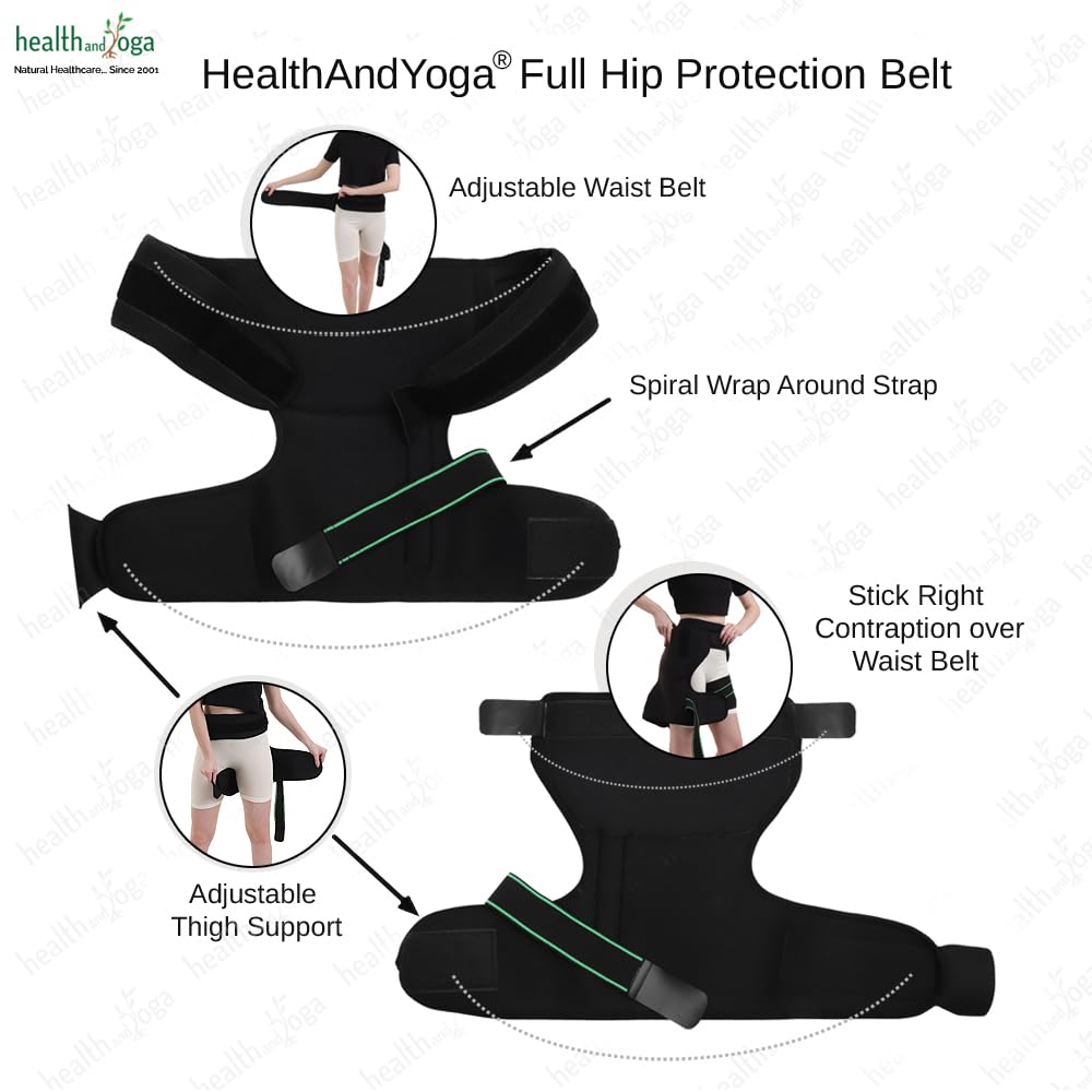 HealthAndYoga™ Extra Padded Hip Protection Belt-Pioneering Design Binder Support Brace to Reduce Falls, Hip Fracture, Injury-Rehab Aid for Post-Surgery Recovery-Free Size, Unisex (Both Sides)