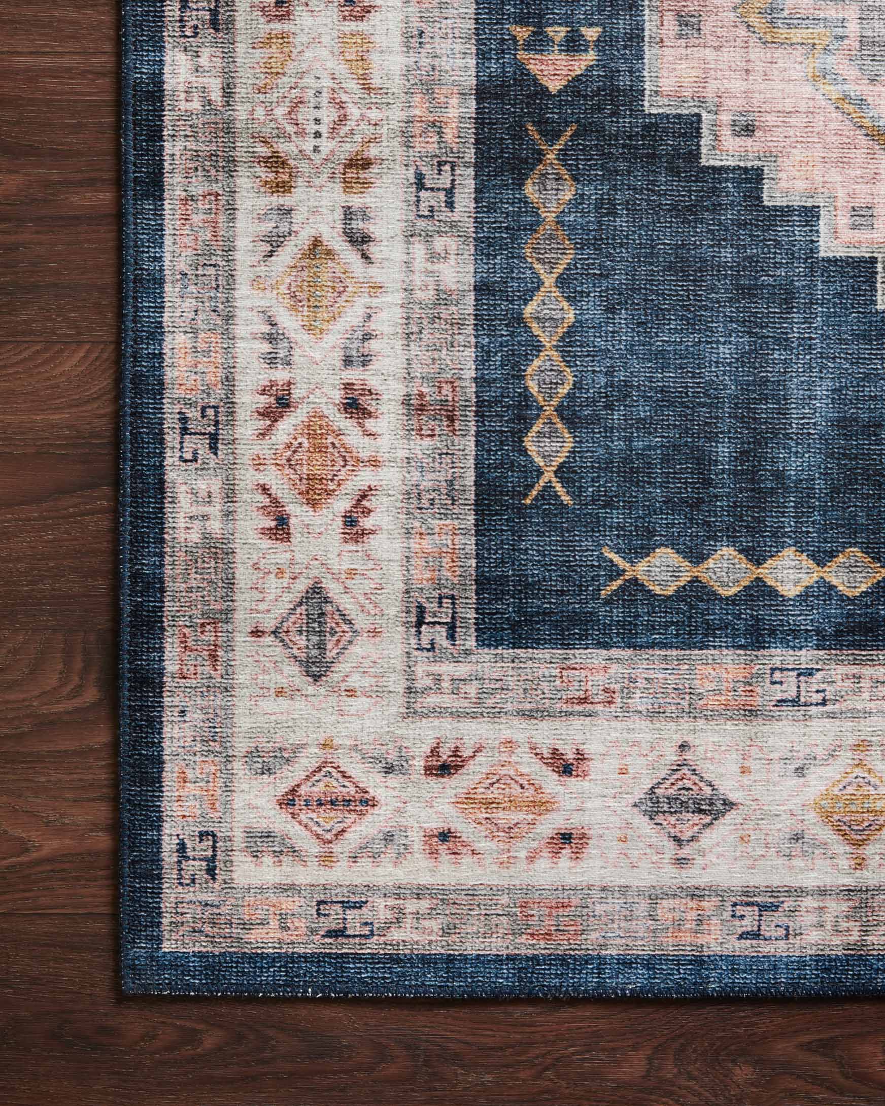 Loloi II Heidi Collection - Traditional Power Loomed Rug in Denim & Blush (HEI-03)
