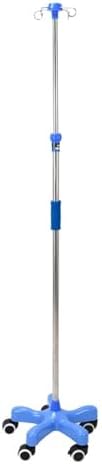 IV Pole with Wheels, Adjustable Height IV Stand, 5-Leg Rolling Bases, 4 Hooks, Stainless Steel, Medical Equipment for Home & Hospital Use