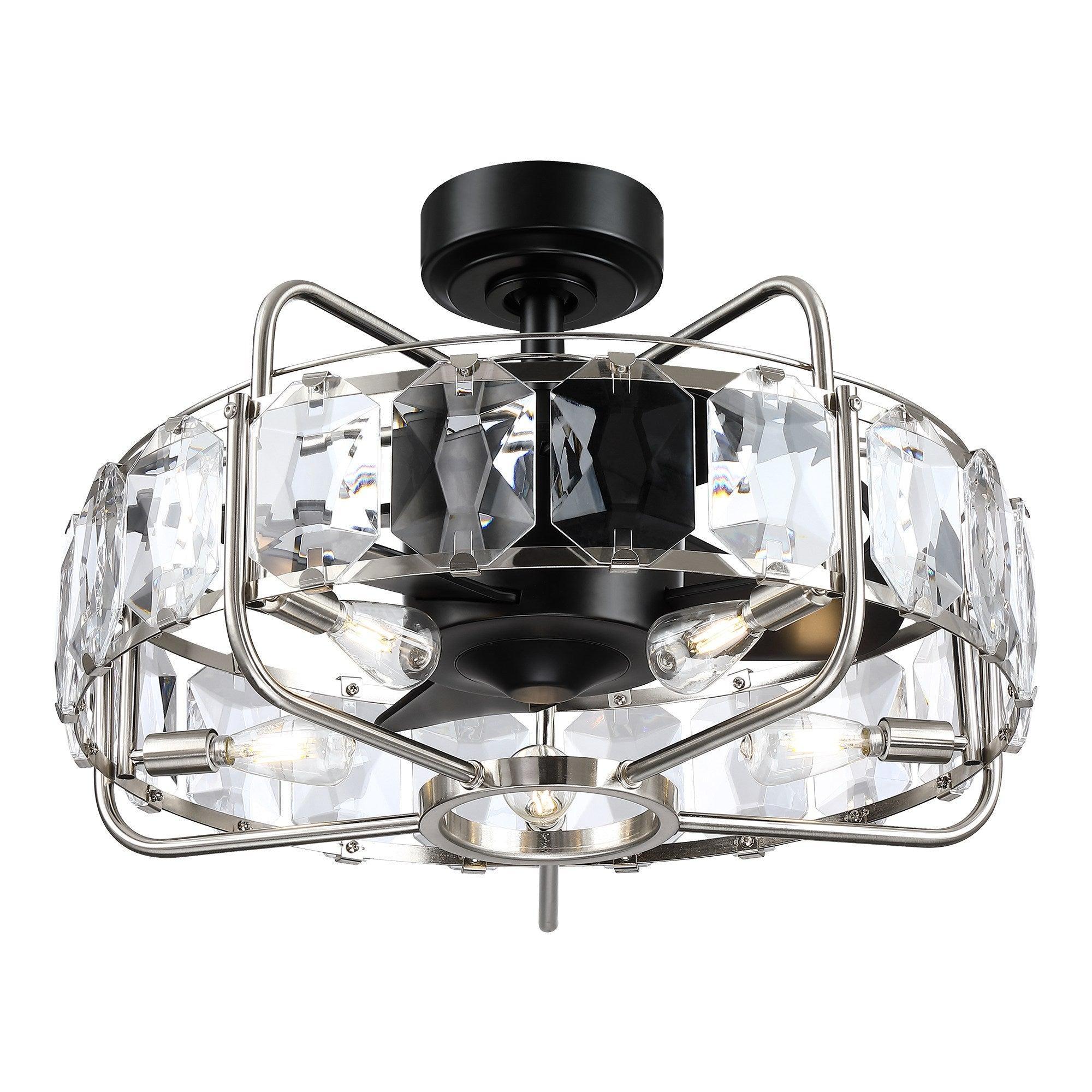 Parrot Uncle 23-Inch Modern DC Motor Downrod Mount Reversible Fandelier Ceiling Fan with Lighting and Remote Control (F8237110V)