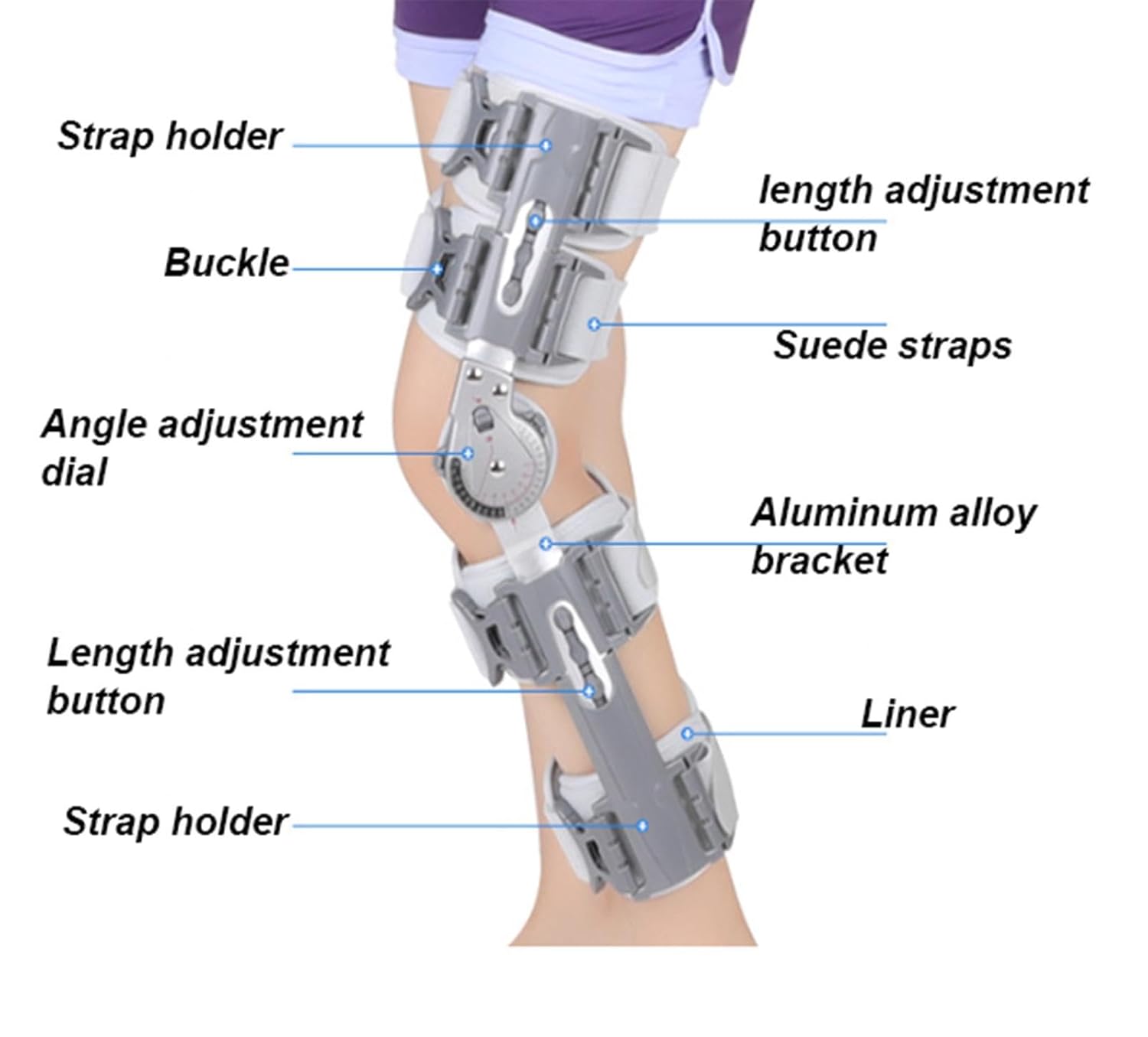 Adjustable Hinged Knee Brace Immobilizer Adjustable Knee Support Helps Stabilized Knee Effective Relief of ACL, Arthritis, Tendinitis Pain,for Men and Women(