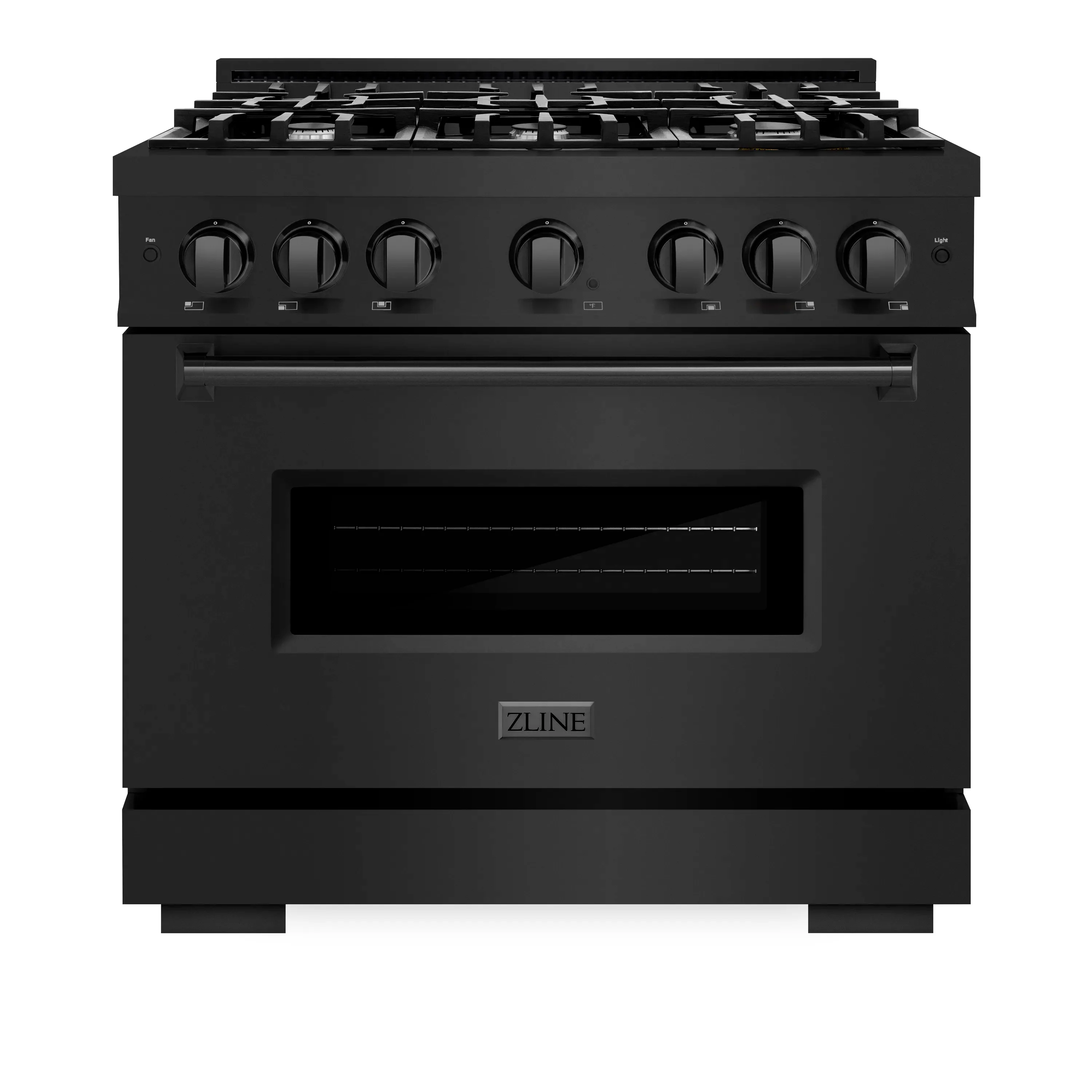 ZLINE 36-Inch Classic Series Gas Range with 6 Gas Burner Cooktop and 5.2 Cu. Ft. Gas Convection Oven in Black Stainless Steel (CGRB-36)