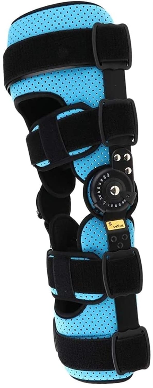 Hinged ROM Knee Brace, Adjustable Knee Orthosis Patella Brace Support Stabilizer Pad Orthosis Splint Wrap Orthopedic Guard Protector,Right-S