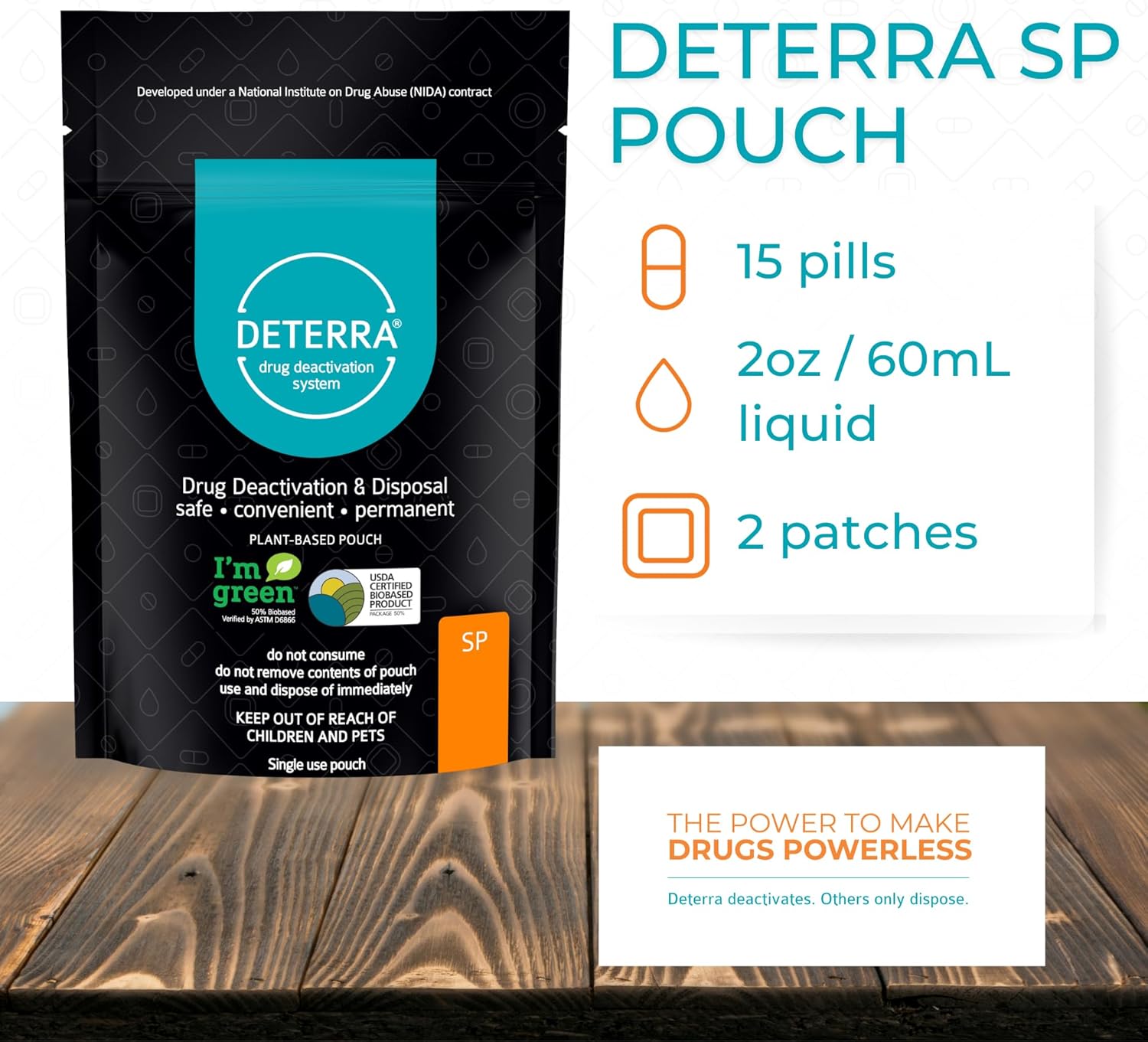 Deterra-SP - Drug Deactivation and Medication Disposal System - Safe Medication, Pill, and Liquid Destroyer - Plant-Based Small Stand-Up Pouch (25-Pack)