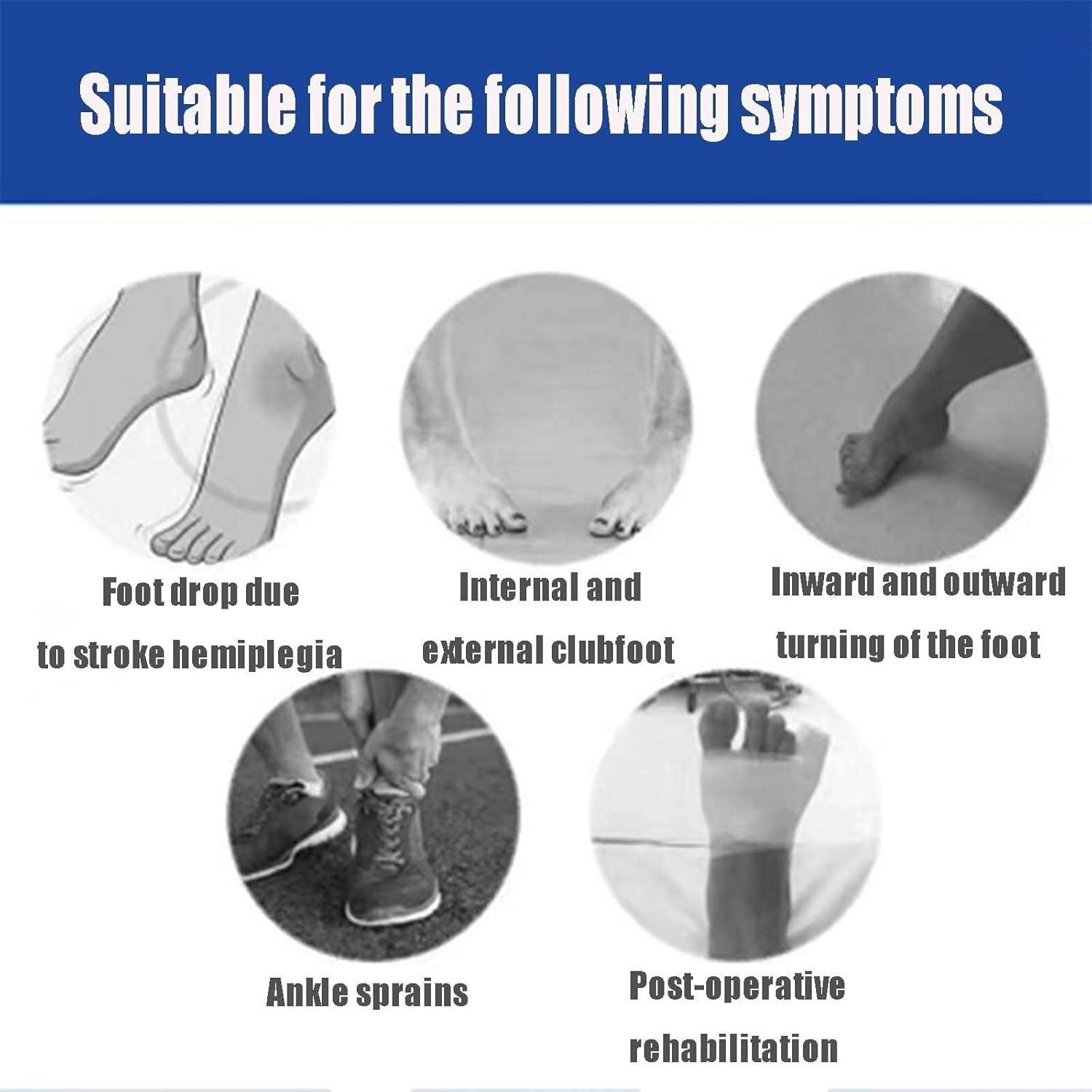 Adjustable Foot Drop Orthosis Ankle Corrector Support Brace Protection Correction Splint with X-Shape Foot Fix Strap,Right,M, Left