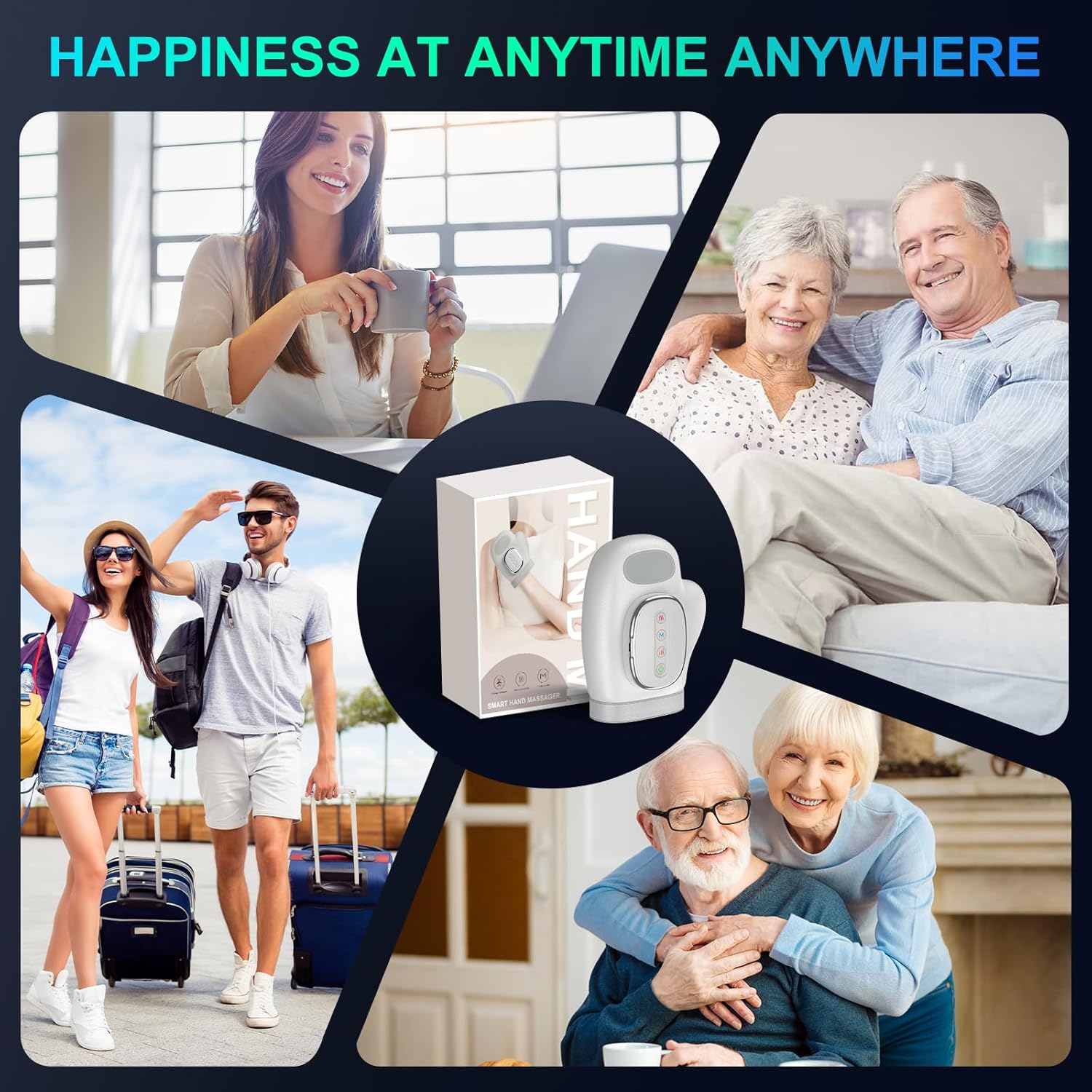 Professional Hand Massager with Heat Compression Therapy, 3 Massage 4 Temperatures 5 Compression Pain Relief Glove, Arthritis & Wrist Carpal Tunnel Neuropathy Circulation, Gifts for Women/Men