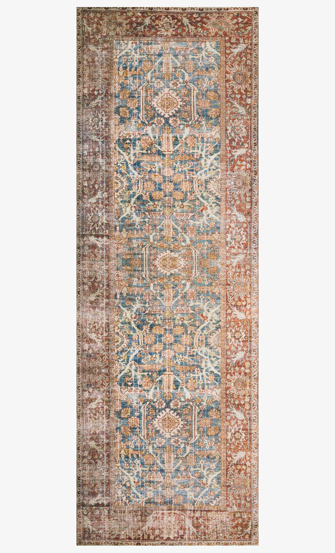 Loloi II Layla Collection - Traditional Power Loomed Rug in Ocean & Rust (LAY-04)