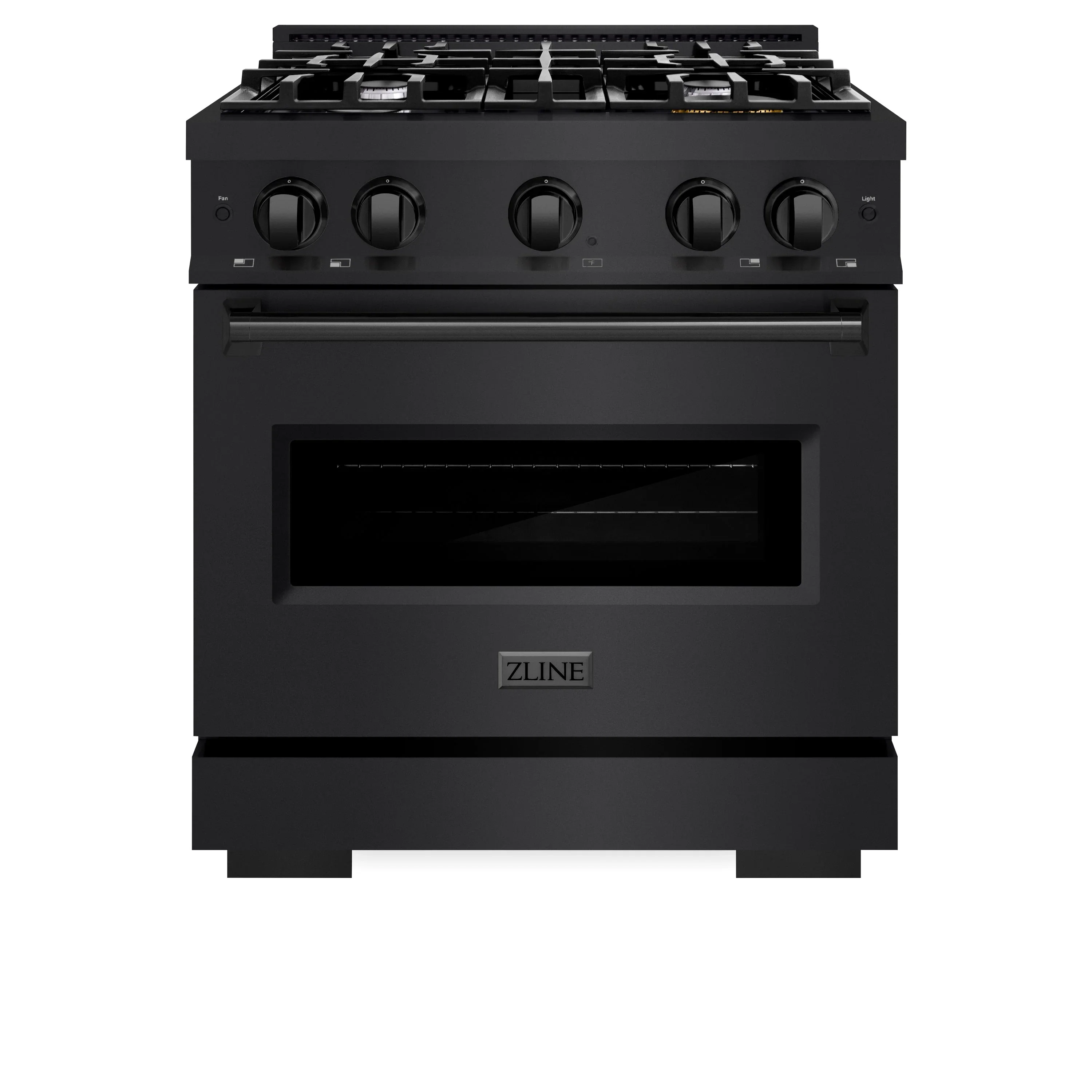 ZLINE 30-Inch Classic Gas Range with 4 Gas Burner Cooktop and 4.2 Cu. Ft. Gas Convection Oven in Black Stainless Steel (CGRB-30)