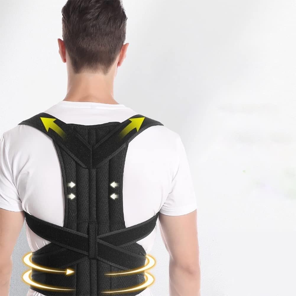 Posture Corrector Back Support Straightener for Neck Shoulder Back Pain Relief Fully Adjustable Spinal Brace Comfortable and Effective Clavicle Brace Back,Black-XX
