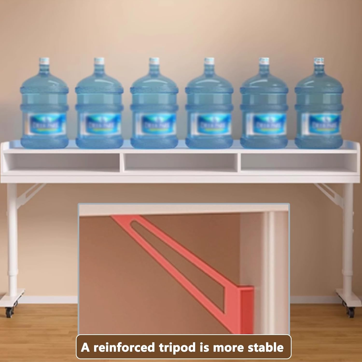 360° Rolling Wheels Over Bed Office Desk, Height Adjustable Overbed Table with Drawer and 3-Side Guard Rails, Laptop Workstation for Bedroom, Living Room(Gray,240cm/94.4in)