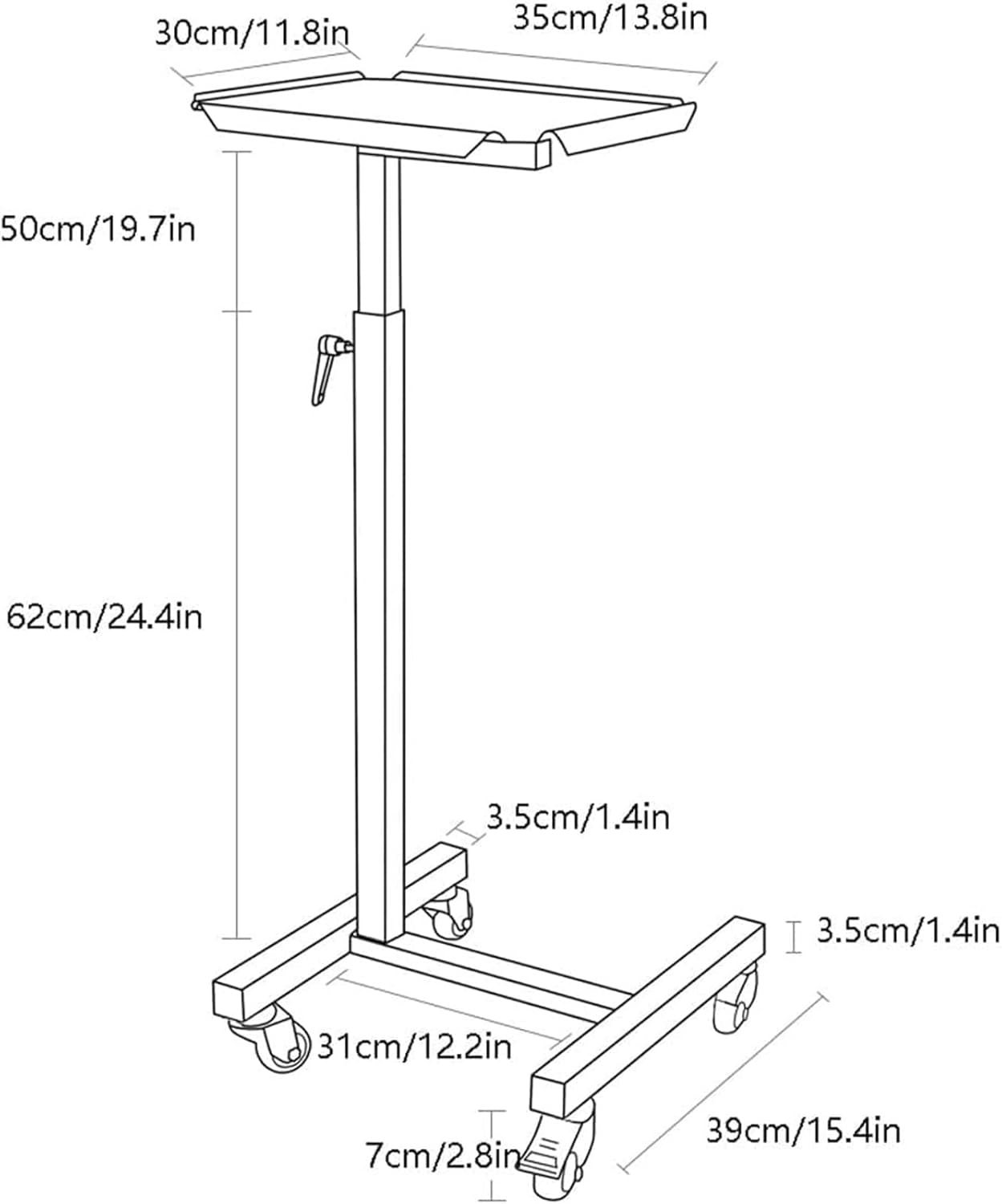 Over-Bed Tables Medical Adjustable Overbed Bedside Table with Wheels Pneumatic Mobile Standing Desk Laptop Desk Movable Overbed Table for Home Use Portable(