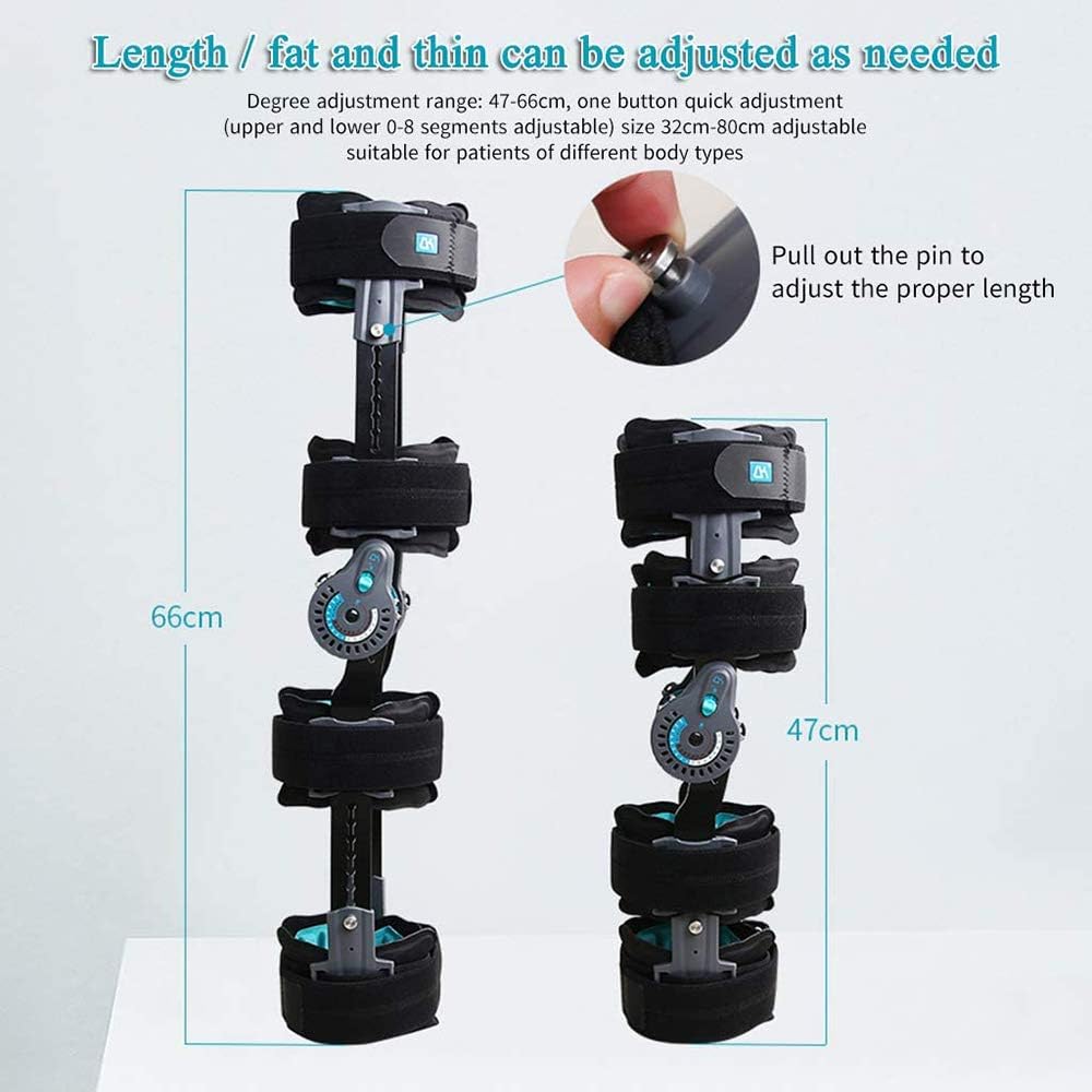 ROM Knee Brace, Hinged Post Op Knee Brace Adjustable Leg Stabilizer Recovery Immobilization After Surgery Fracture Post-Op Meniscus Tear Orthopedic Guard Protector