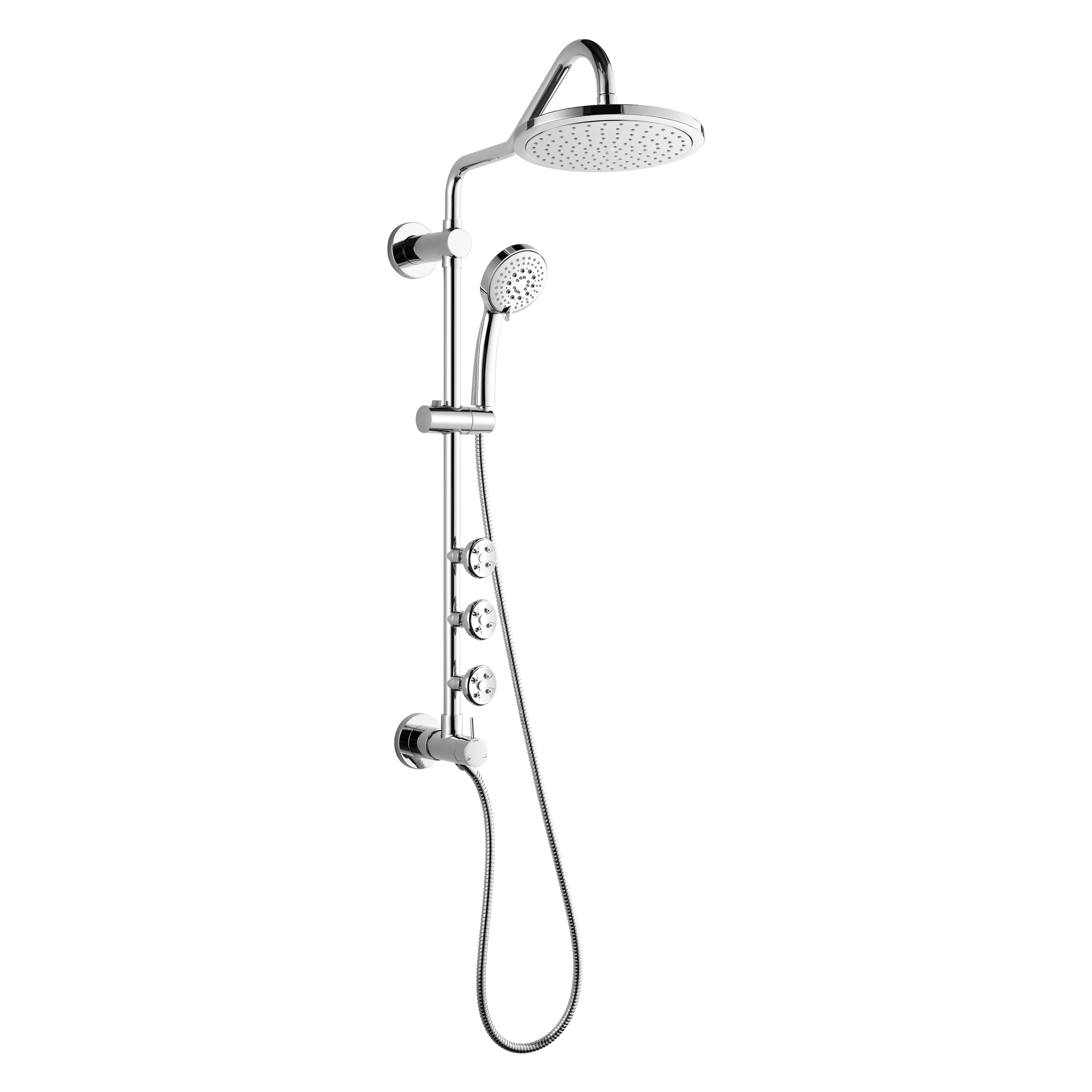Forno Acqua Spa Retrofit 9-Inch Overhead Rainfall Shower with 1.8 GPM Flow Rate, Handheld, Body Jets, 6 Way Diverter in Polished Stainless Steel (SC31CP-C8)