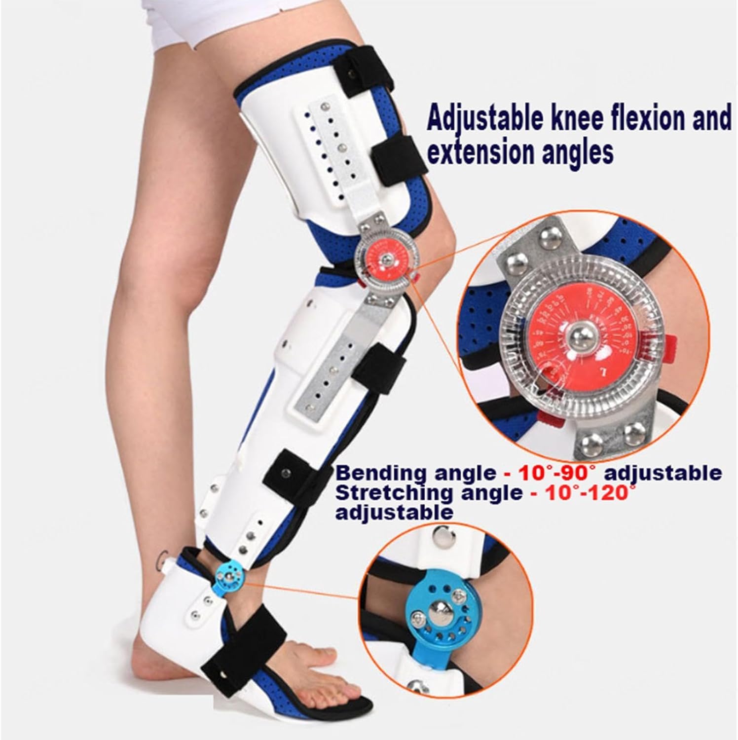 Hinged Knee Brace ROM Knee Immobilizer Post Op Knee Leg Brace Orthopedic Patellar Stabilizing Locking Knee Brace with Side Stabilizers for ACL, Meniscus Tear, MCL,for Knee (Left