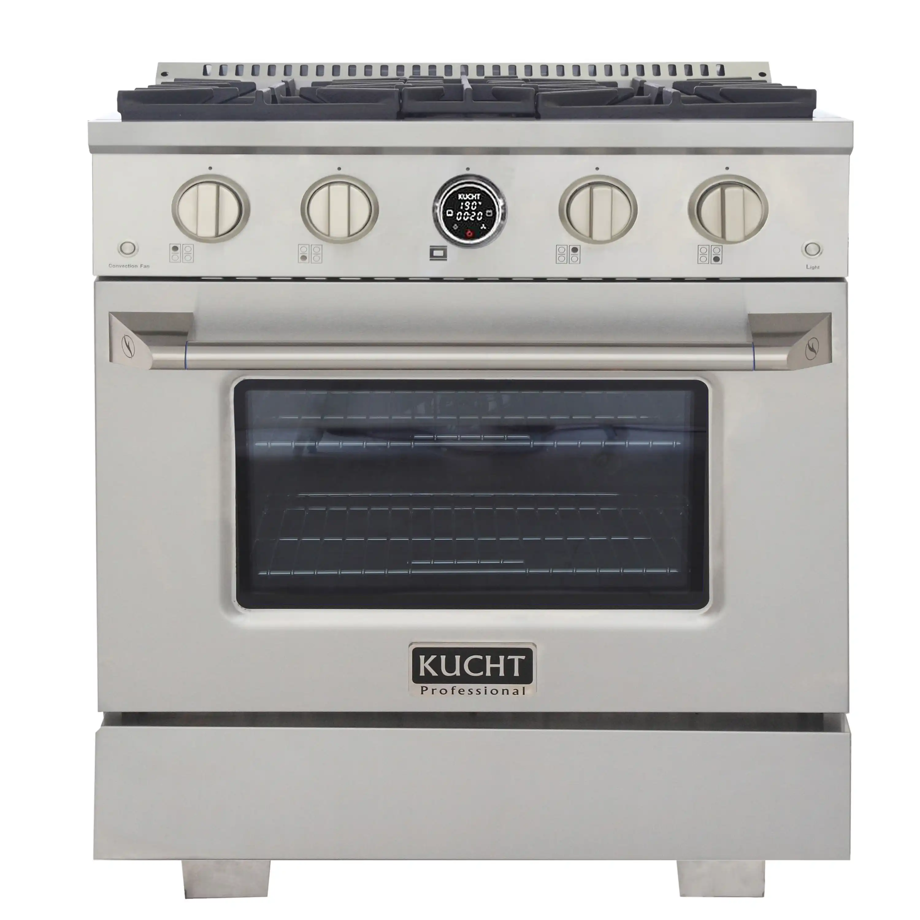 Kucht Horus 30-Inch Dual Fuel Range with 4.2 cu. ft. Electric Oven and 4 Gas Burners in Stainless Steel with Digital Thermostat (KXP30-SS)