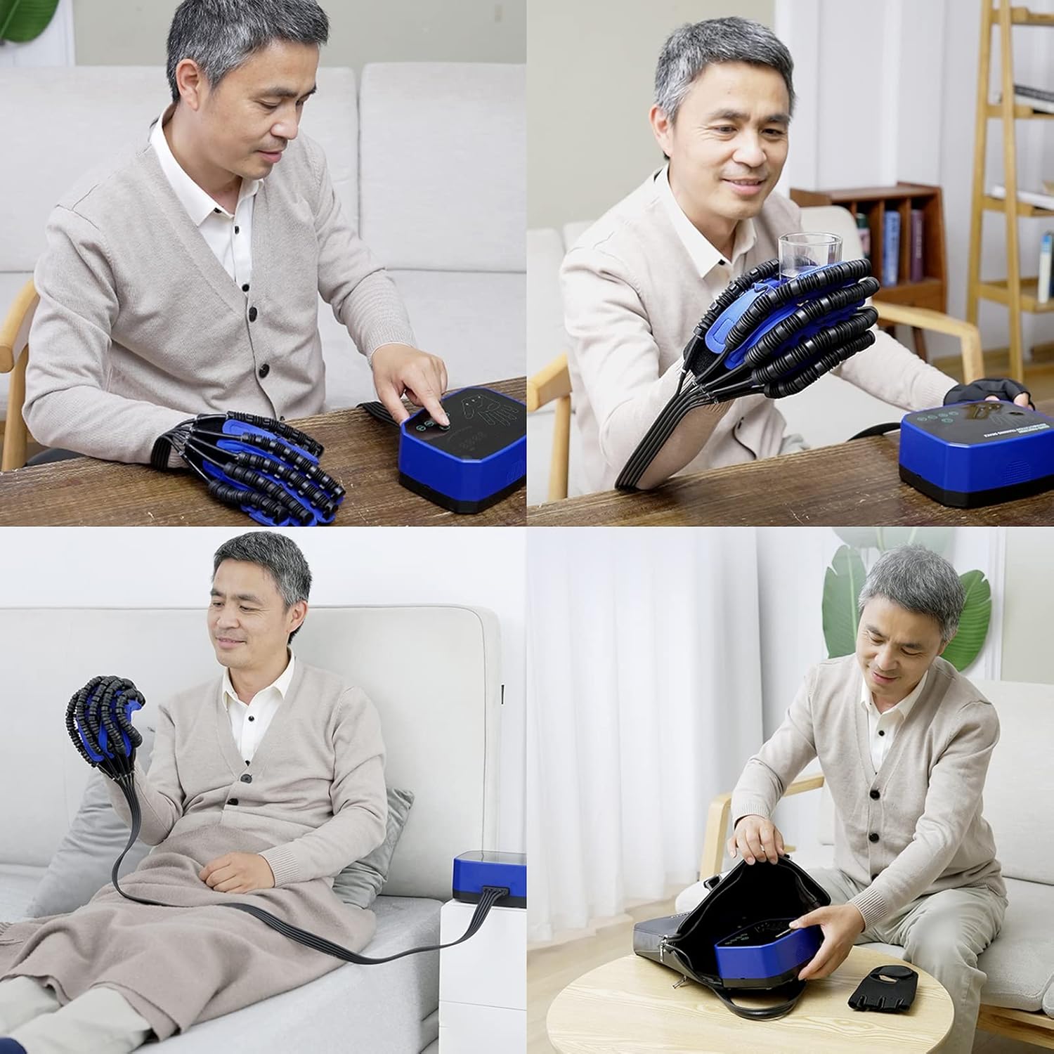 Rehabilitation Robot Gloves, Upgrade 5 Fingers are Trained Individually, LCD Display Touch Keys, AI Smart Chip, Stroke Hemiplegia Training Equipment(Size:S Code,Color:Left Hand)