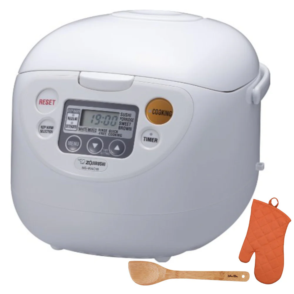 Zojirushi Micom Rice Cooker and Warmer (10-Cup/White) with Stir Spatula & Mitt