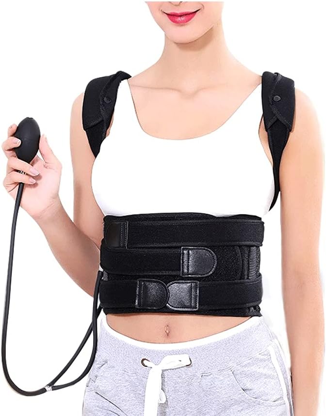 Inflatable Back Posture Corrector and Inflatable Waist Support Brace Improve Bad Posture Relief for Students,Pink-L for Weight 70,Black-S for Weight 35