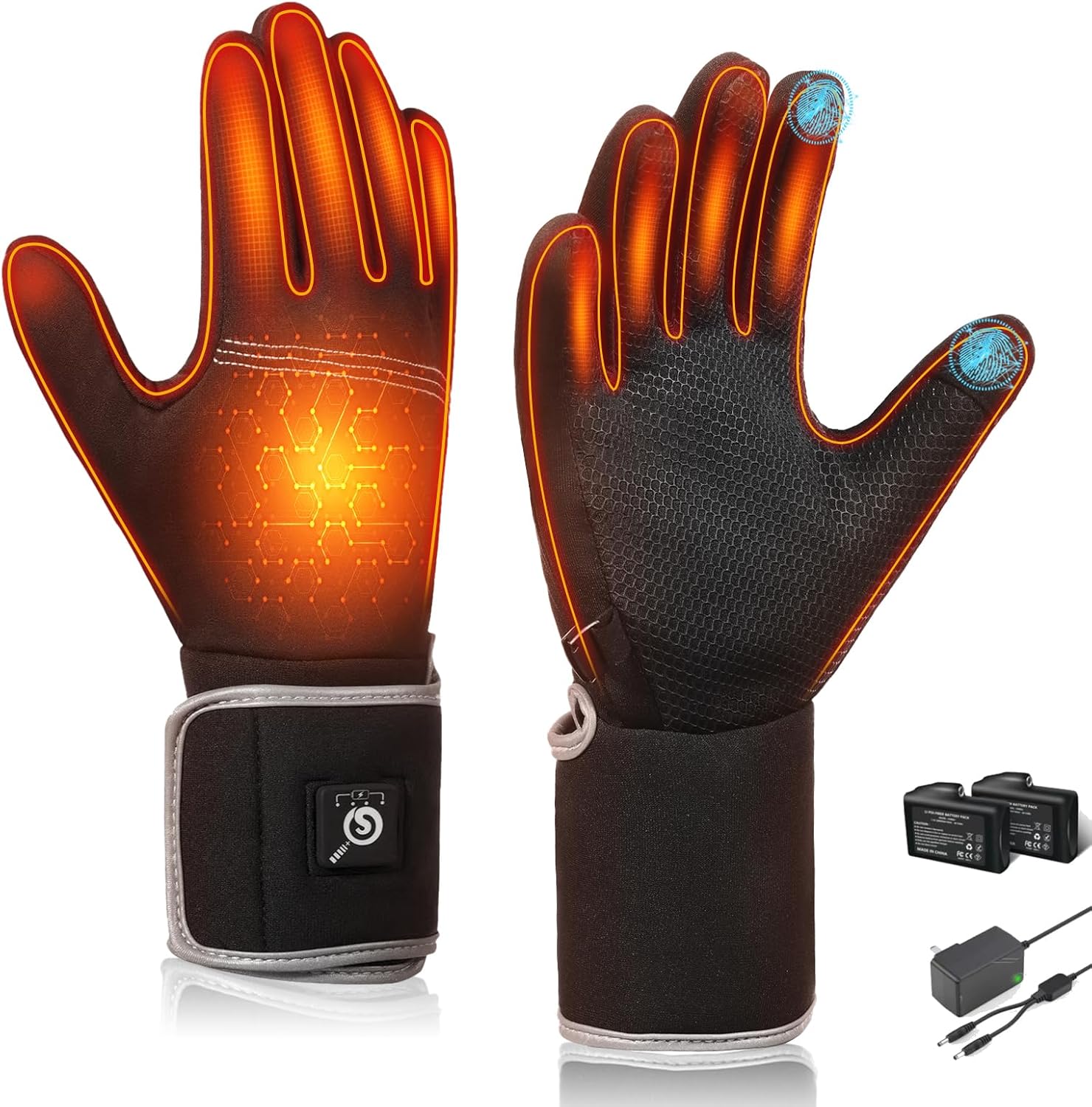 Savior Heated Glove Liners,Electric Heated Thin Gloves with Remaining Power Display,Rechargeable Hand Warmers,Suitable for Winter Driving,Typing,Running