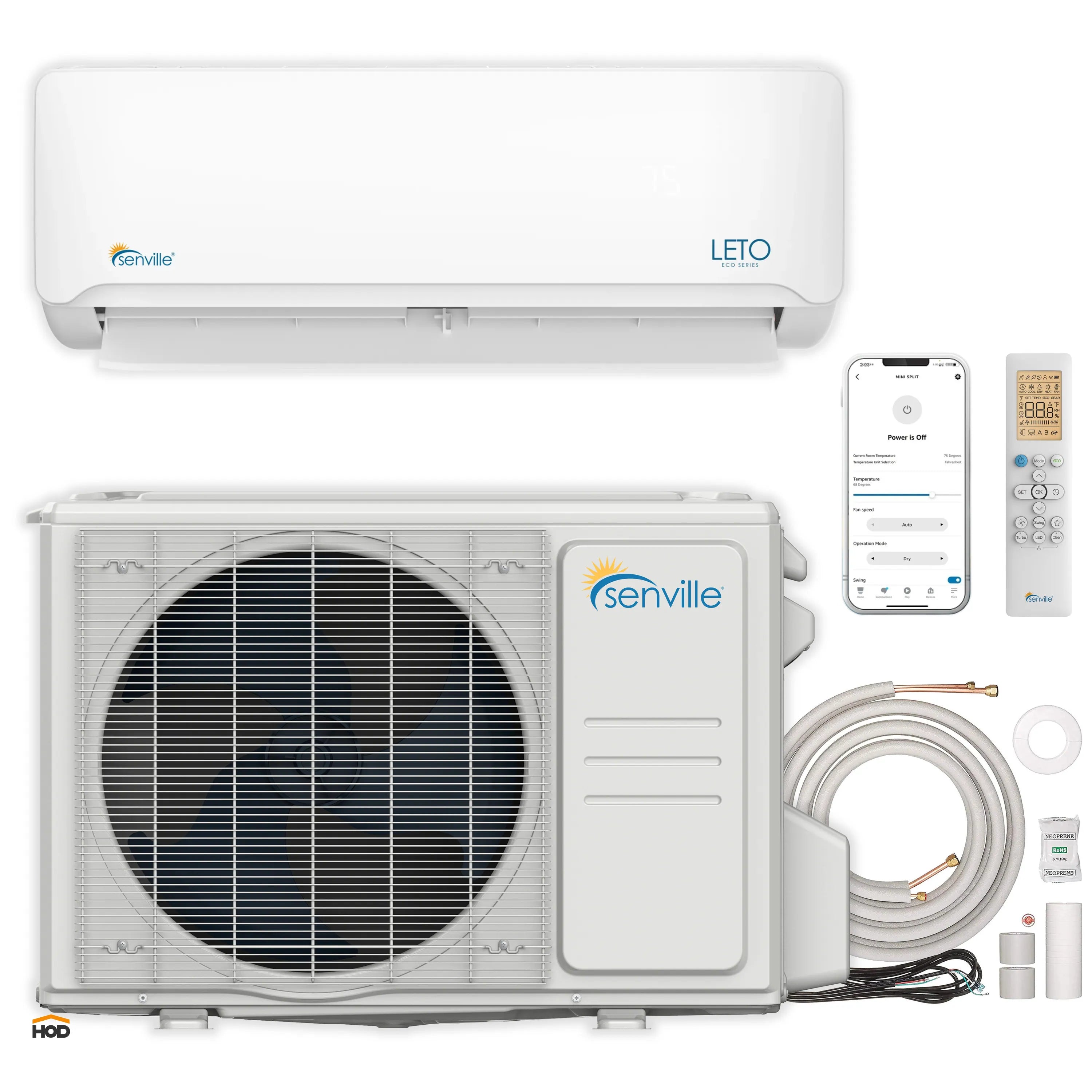 Senville LETO Series 9K BTU Mini Split with 21.5 SEER2, 115V Ductless Air Conditioner and Heat Pump Condenser with Wall Mount Air Handler (SENL-9CD/220)