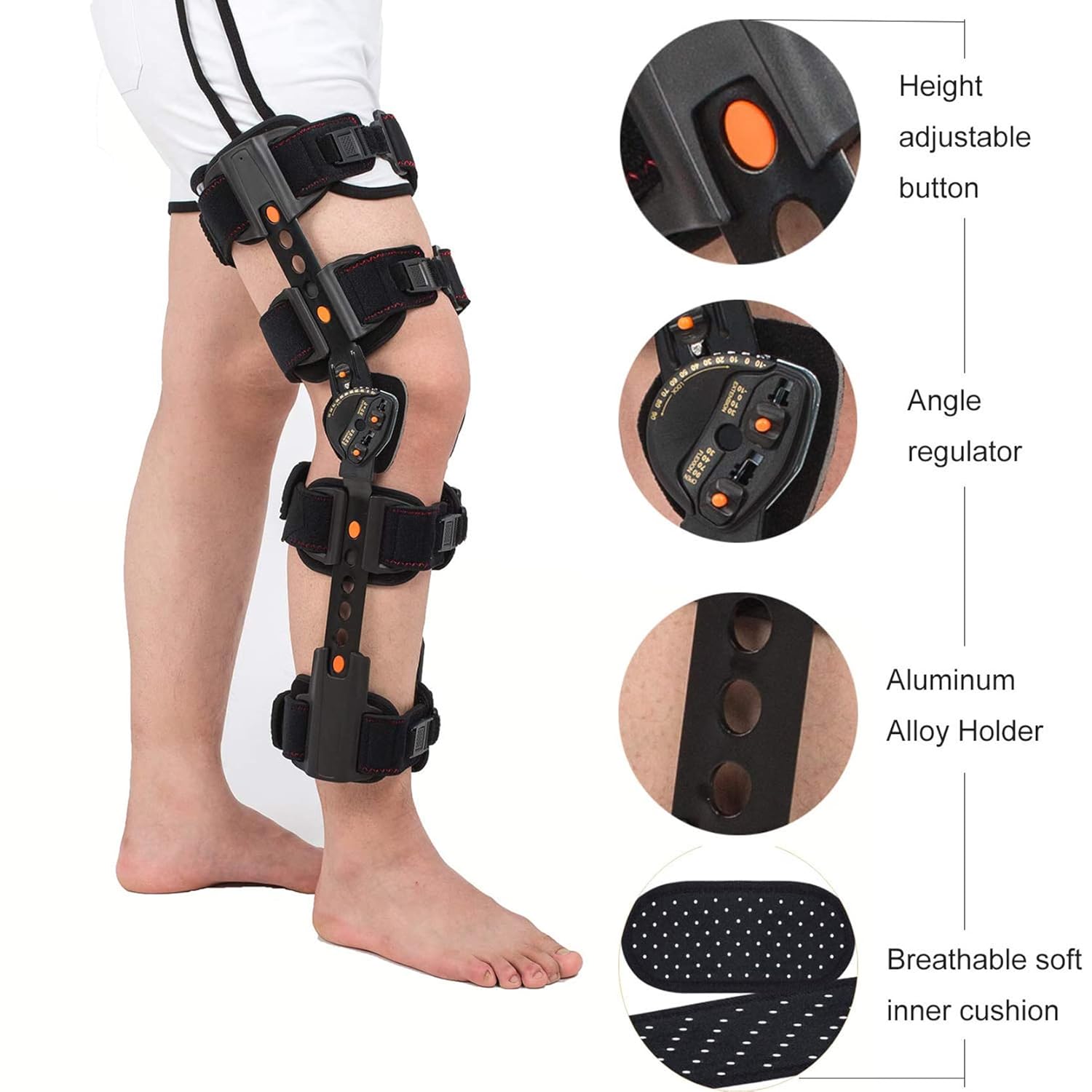 Knee Brace - Adjustable Articulating Knee Immobilizer Bracket Support Leg Splint Stabilizer for Post Acl, MCL and Pcl Hemiplegic Immobilization, Meniscus Tears,(