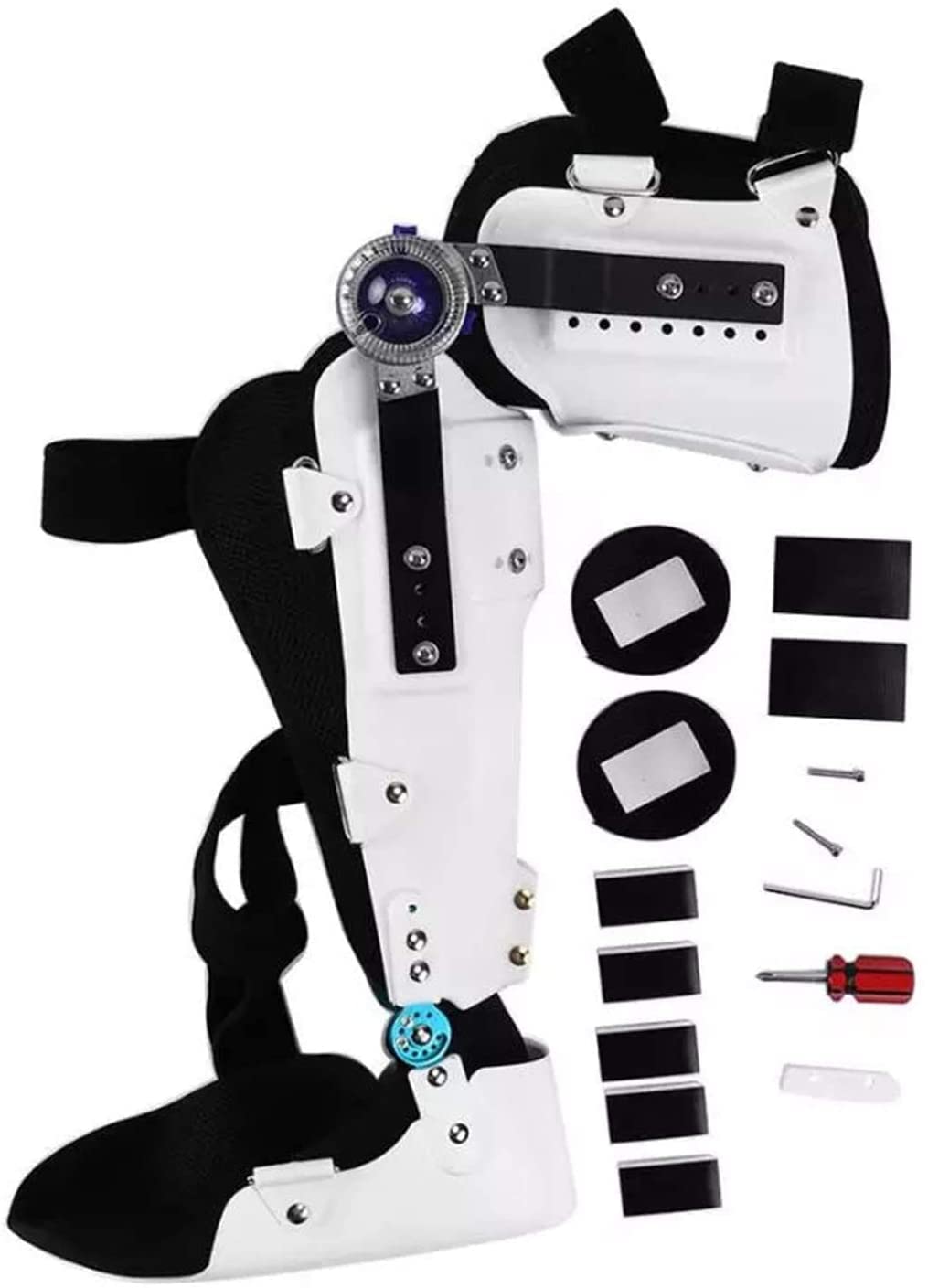 Hinged Knee Foot Support Brace， Hinged Knee Brace Fracture Fixed Guard Splint Leg Protector， Adjustable Post Knee Support Orthosis Immobilizer Fixed Bracket，Left Leg-M