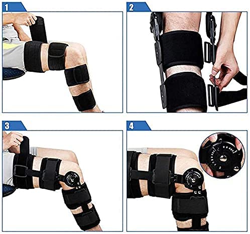 HUANGJUN HingedKnee Brace, Adjustable Post Op Patella Brace Support Stabilizer Pad Orthosis Splint Wrap Orthopedic Guard Protector - Leg Brace Support