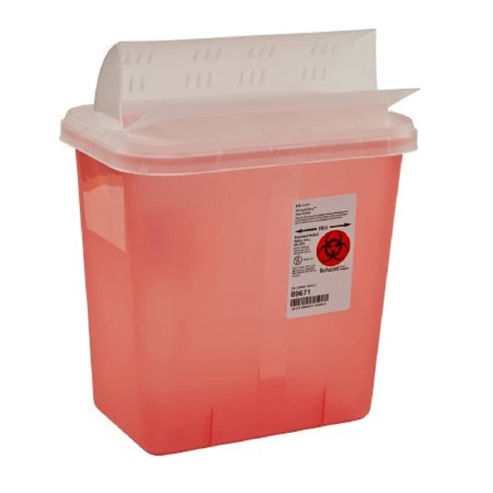 Covidien 89671 Multi-Purpose Sharps Containers with Horizontal-Drop Opening Lid, 2 gal Capacity, 12.75