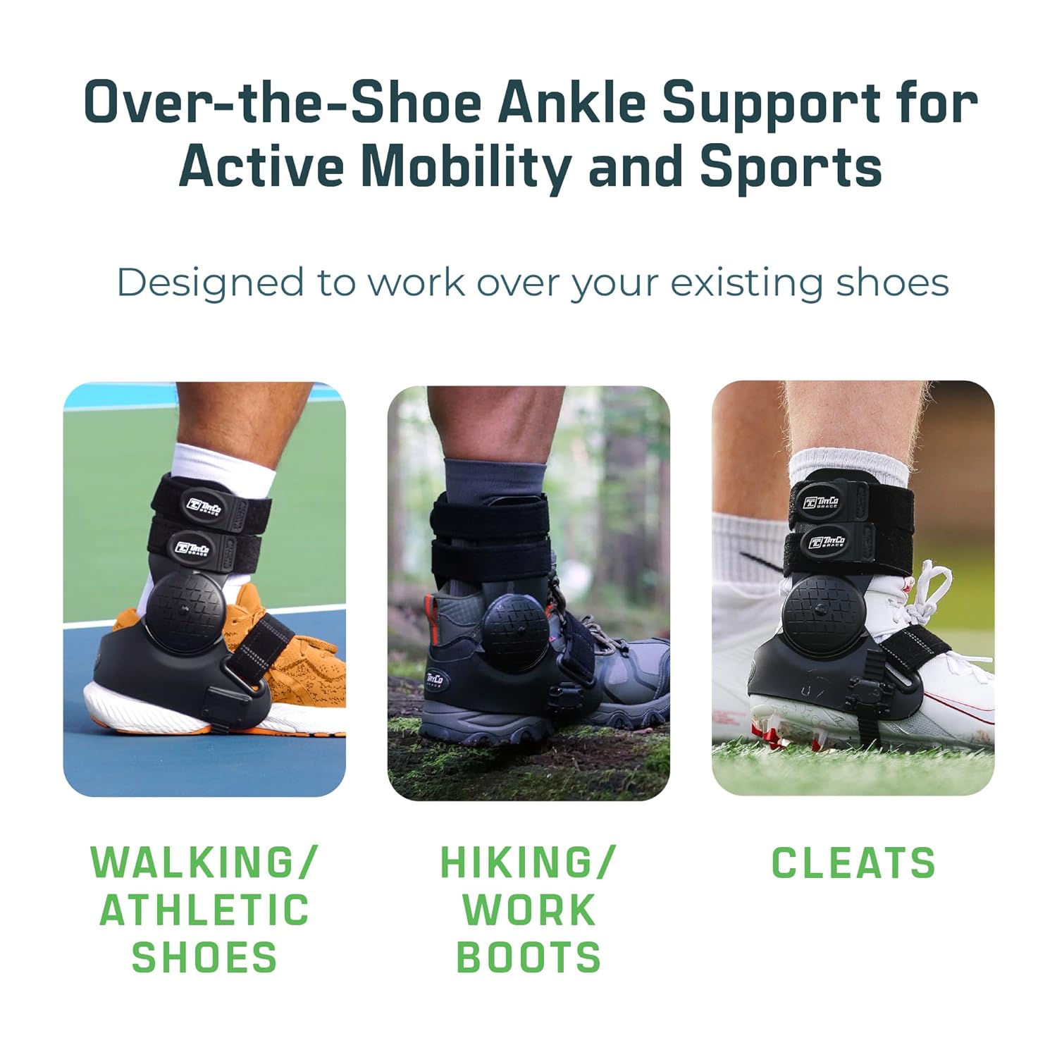 TayCo Over-the-Shoe AthleticX Ankle Support Brace for Football, Lacrosse, Hiking, Pickleball, Walking - Accelerate Return to Play & Sports, Unisex (Small, Left)