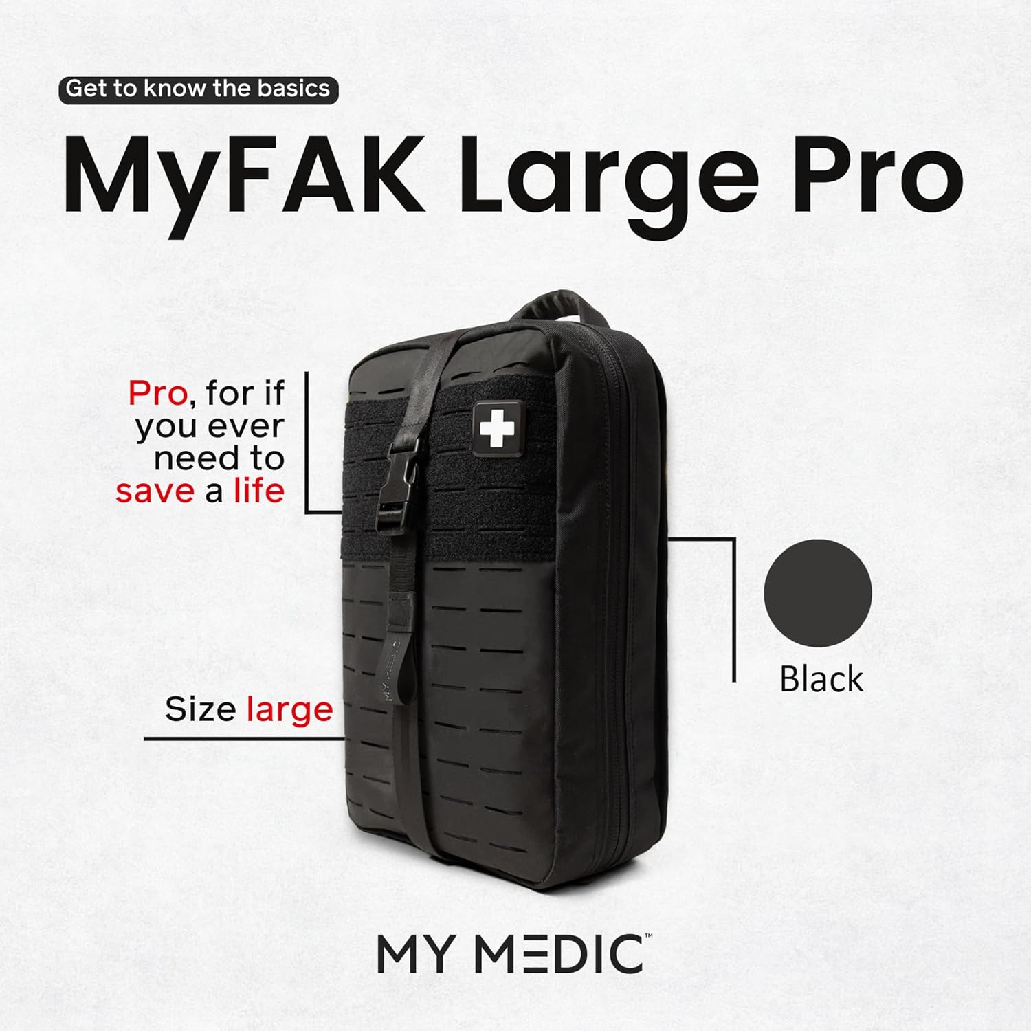 My Medic MYFAK Large Medical Kit (PRO) - Emergency First Aid Survival Essentials & Travel Bag Supplies | Rescue Items For Any Car, Home or Office - Black