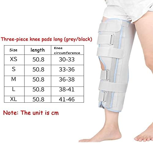 Knee Fixation Brace Full Leg Brace Straight Knee Splint Comfort Rigid Support for Knee Pre and Injury Recovery,Grey-16 inches