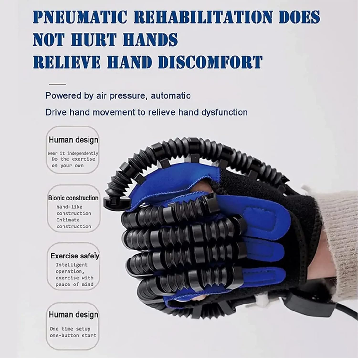 Rehabilitation Training Gloves, Stroke Hand and Finger Function Rehabilitation Robot Gloves, Functional Hand Splint for Long-Term Relief(Size:XXL Code,Color:Left Hand)