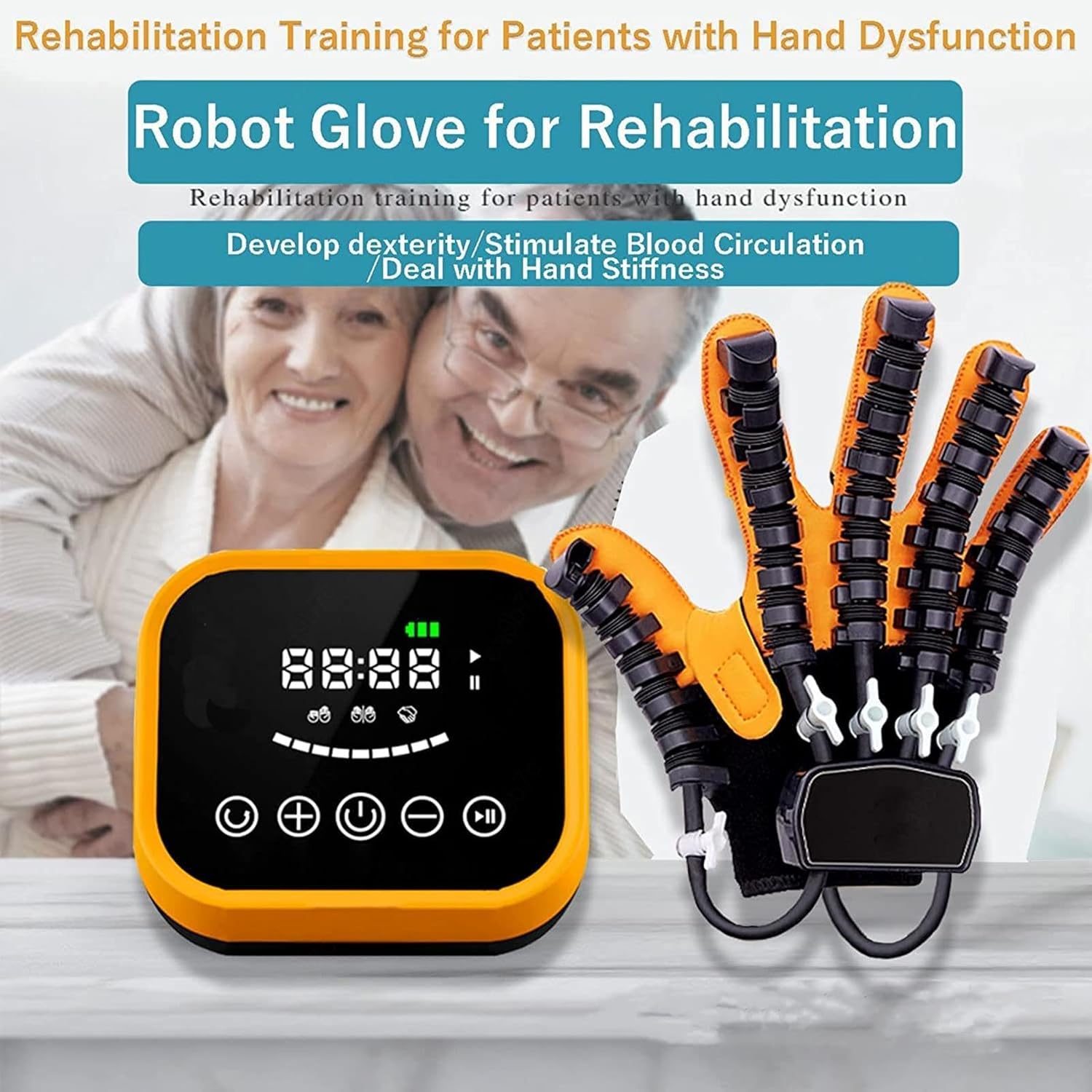 Rehabilitation Robot Gloves Protector Exoskeleton Manual Training Functional Hand Splint for Long-Term Relief,Right-M