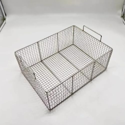 304 Stainless Steel Sterilization Tray, Mesh Disinfection Basket with Handle, 1cm Perforated for Surgery & Dentistry, 40x25x15cm (15.7x9.8x5.9in)