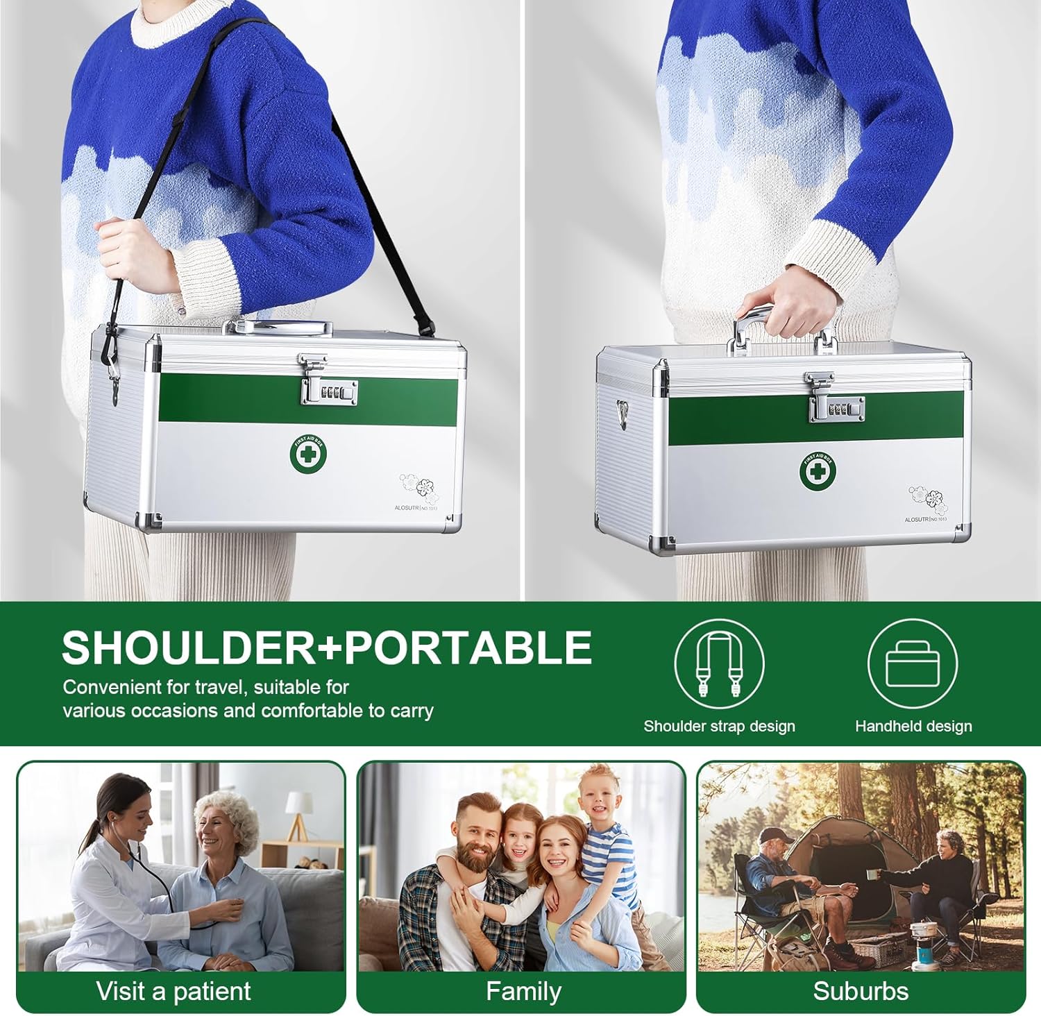 Combination Lock 15.9 x 9.3 x 8.9Inches [Extra Large], Medication Lock Box Security Lock Box, Medical Box Organizer