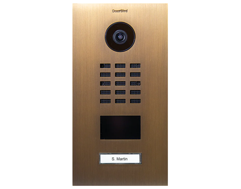 DoorBird D2101V IP Video Door Station, 1 Call Button in Real Burnished Brass
