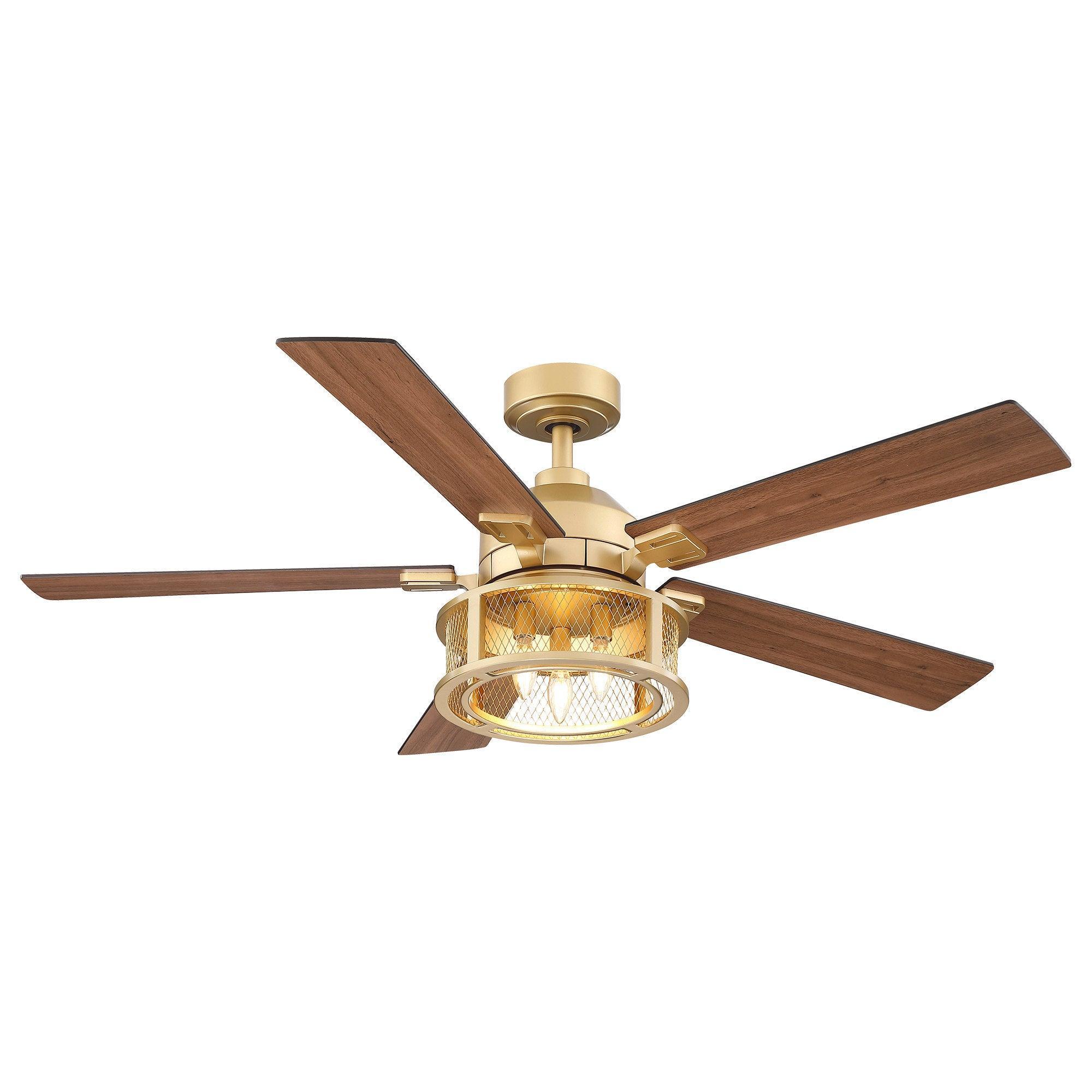 Parrot Uncle 52-Inch Lucknow Industrial Black Reversible Ceiling Fan with Lighting and Remote Control
