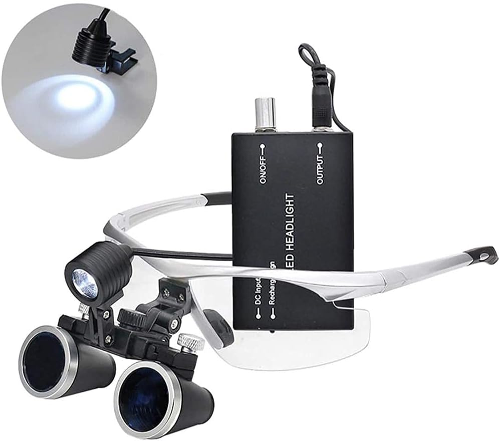 Dental Loupes, Head Mountlighted Magnifying Glasses, 2.5X / 3.5X Medical Dental Loupes Led Magnifying Glasses with Led Head Light Lamp 420Mm Dental Equipment Surgical Dentists Mag