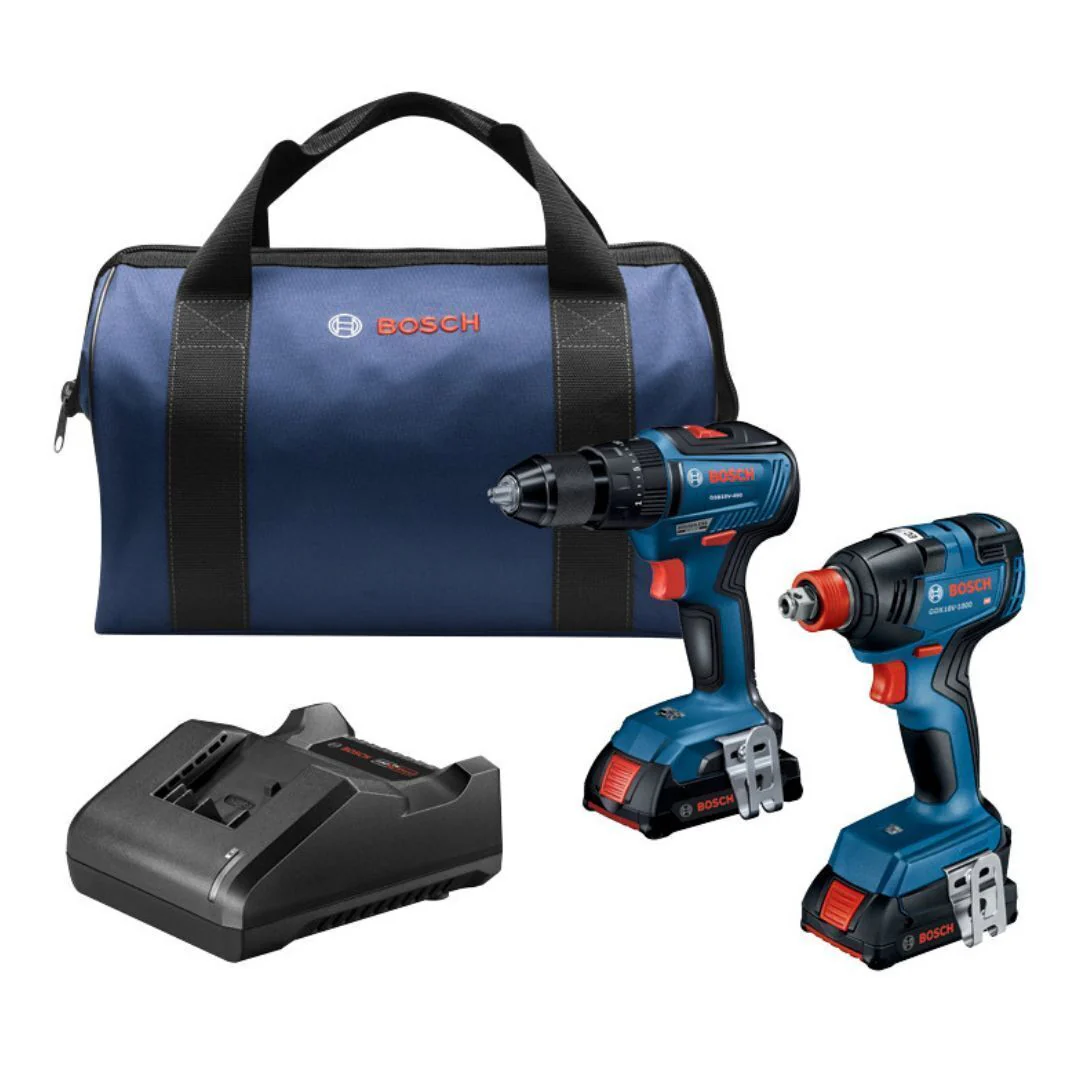 BOSCH GXL18V-240B22 18V 2-Tool Combo Kit with 1/2 In. Hammer Drill/Driver