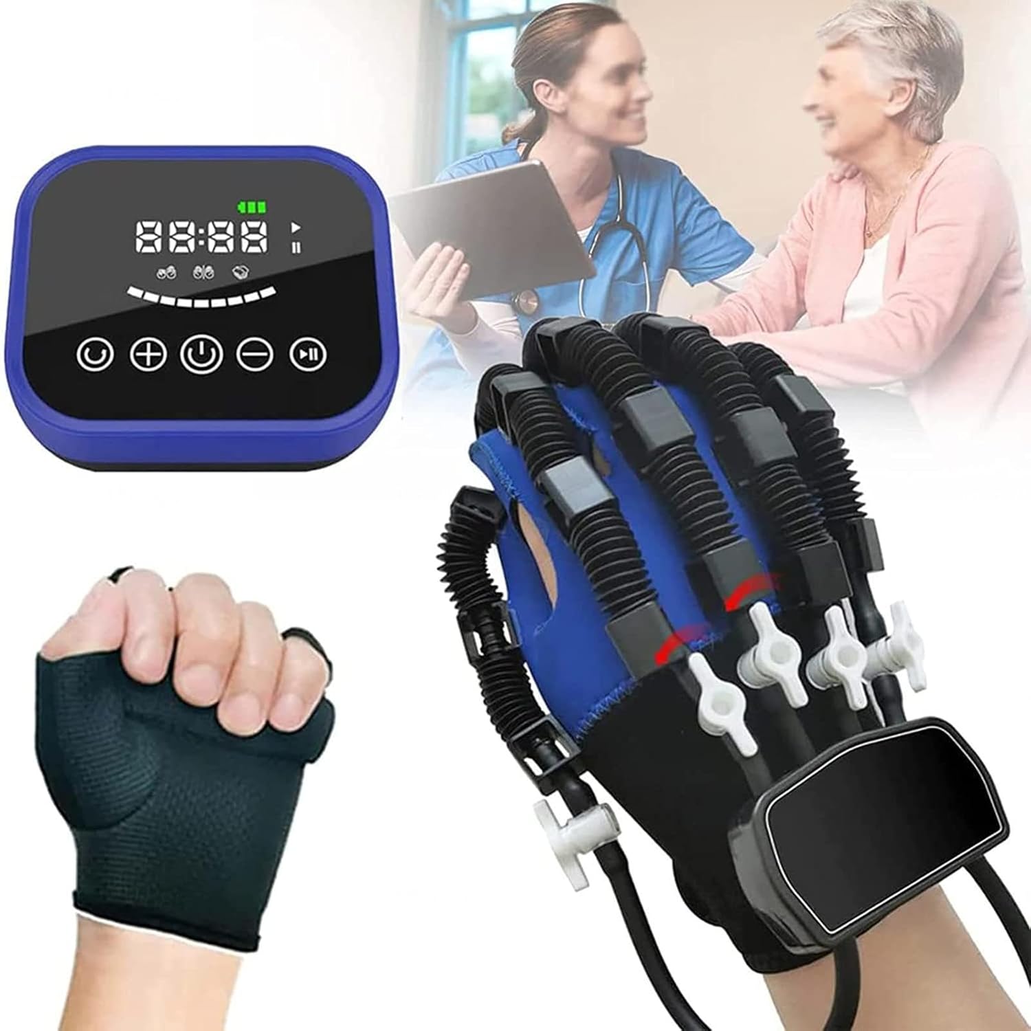 Finger Training Rehab Orthotics Hemiplegia Finger Rehabilitation Trainer Robot Gloves with Single Finger Training and Mirror Mode,Right-XL