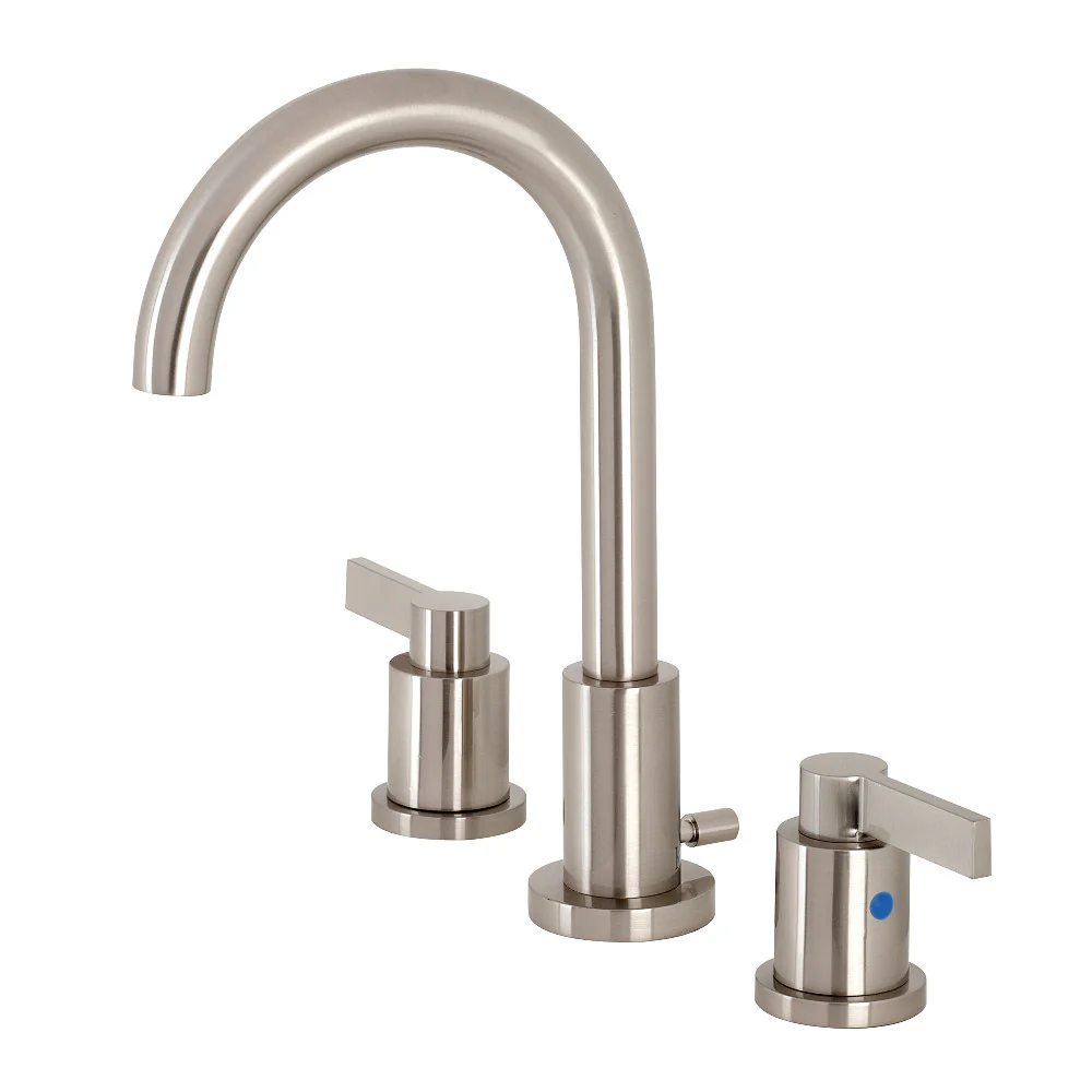 Kingston Brass NuvoFusion Widespread Bathroom Faucet with Brass Pop-Up, Brushed Nickel (FSC8928NDL)