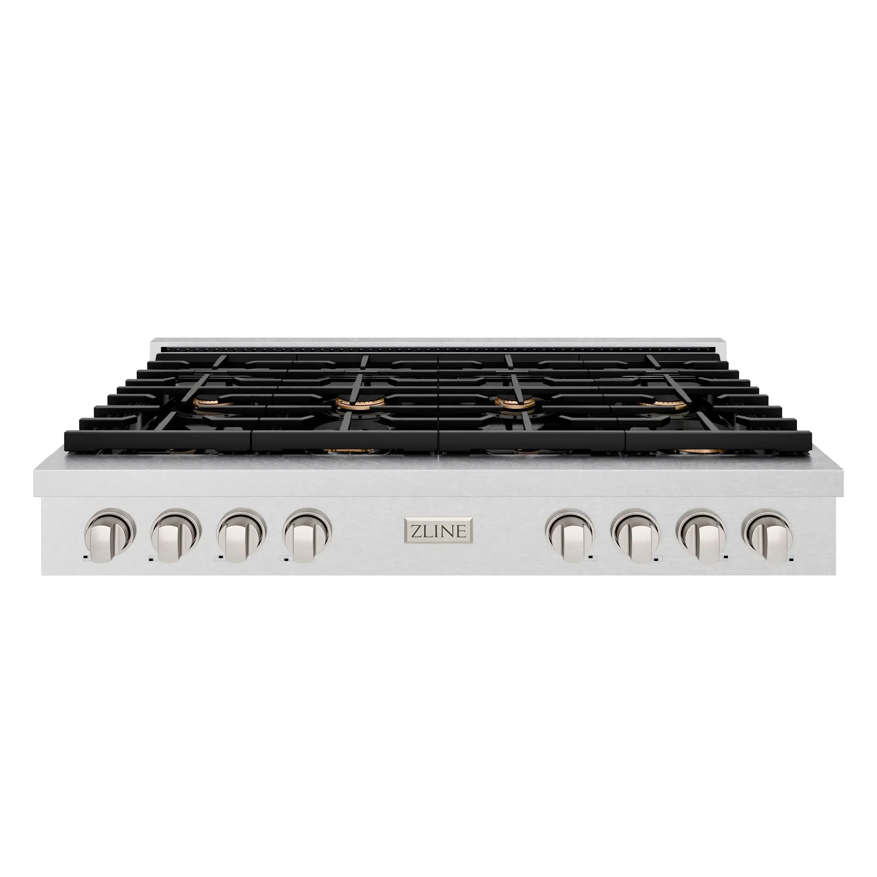 ZLINE Paramount 48-Inch Gas Rangetop with 8 Brass Burners and Porcelain Cooktop in Satin Stainless Steel (SRTS-BR-48)