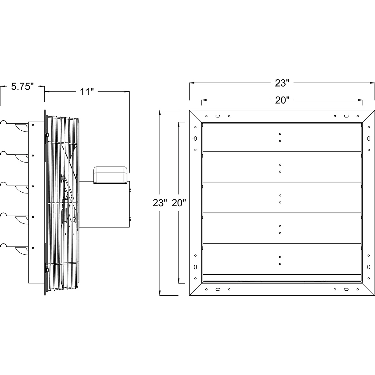 Hessaire 20 Inch Shutter Mounted Exhaust Fan
