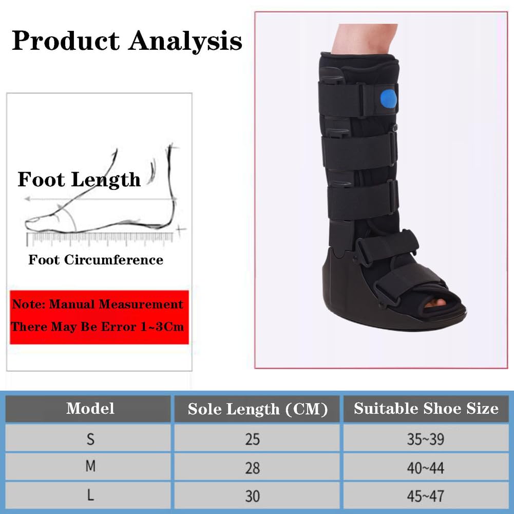 SFKLYU Medical Cast Air Cam Walker, Orthosis Leg Brace Support, AFO Drop Foot Splint, Walking Boot for Ankle or Foot Sprained Injuries Fracture Boot,B Left,L