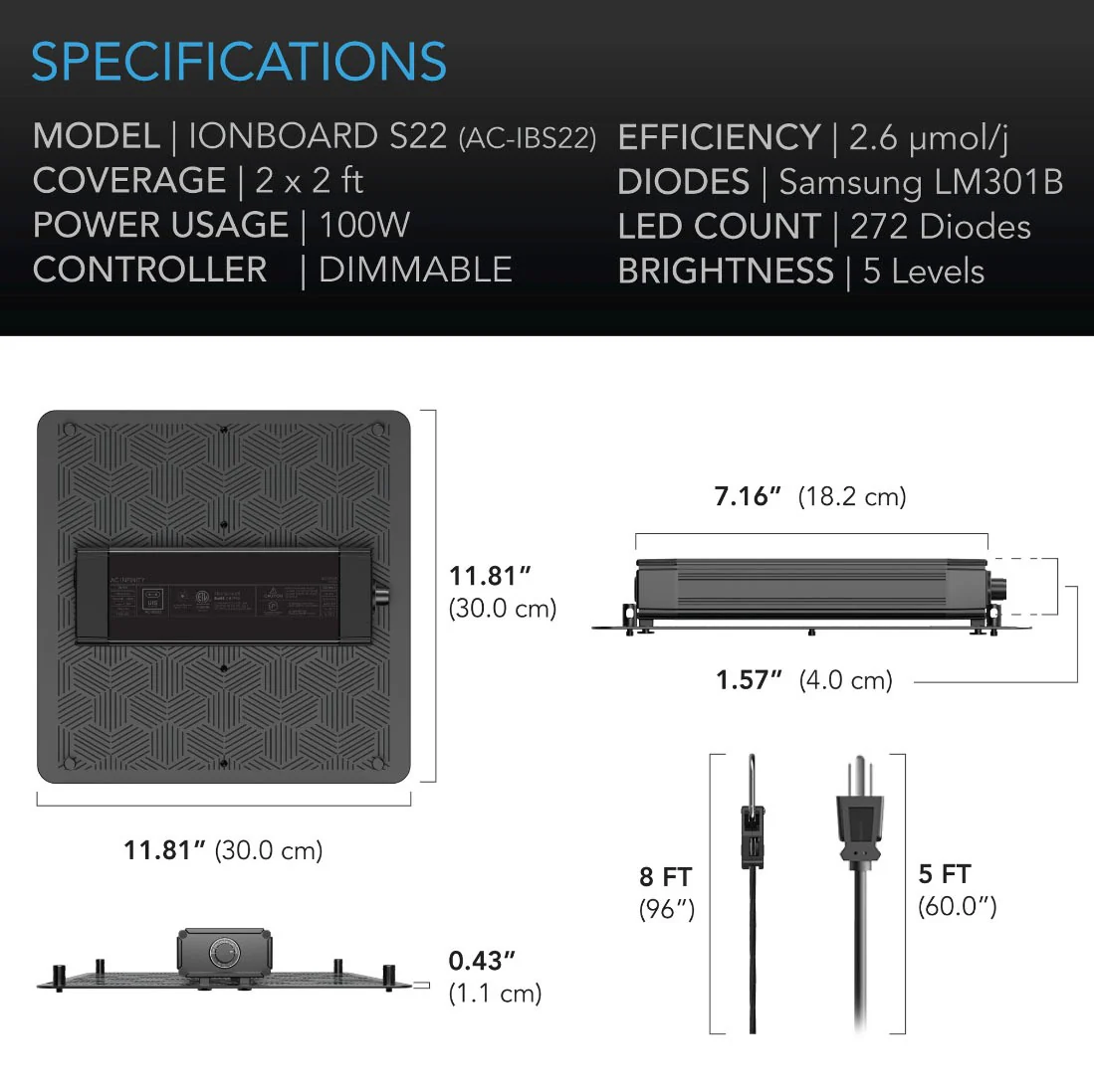 AC Infinity IONBOARD Full Spectrum LED Grow Light