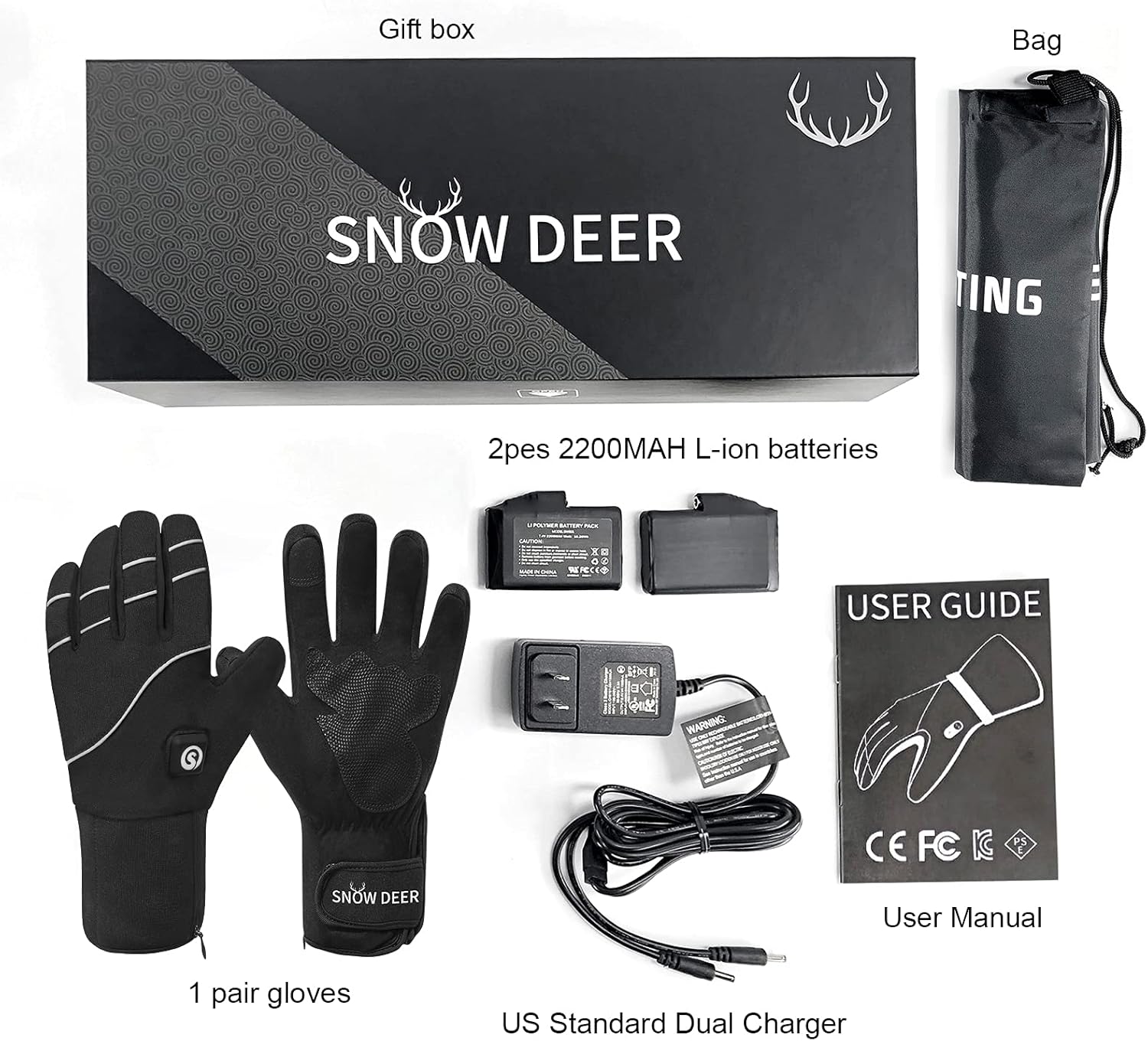 Heated Gloves Men Women,7.4V 2200MAH Electric Rechargeable Battery Gloves for Motorcycle Cycling Riding Hunting Fishing Camping Hiking Ski Snow Work Mitten Gloves Athritis Hand Warmer