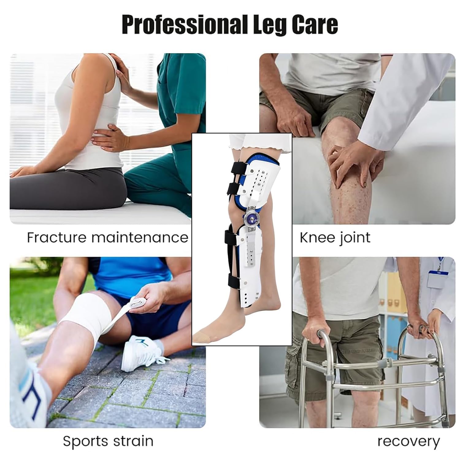 Unloader knee brace Knee Joint Fixed Brace Full Leg with Walking Boots Knee Immobilizer with Locking Dials & Side Strong Stabilizers Thigh Knee Leg Ankle Fixed Limb Strap for Men and Women(Adjustable,