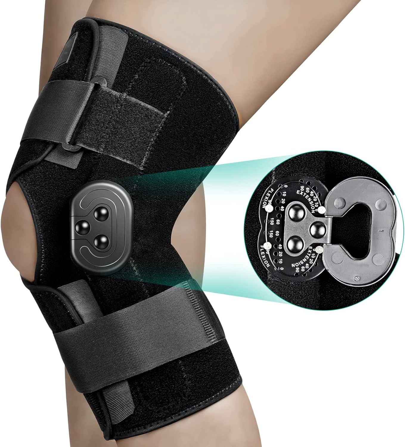 Hinged Knee Brace, Adjustable Knee Brace with Locking Dial Side Stabilizer, Knee Brace Support for Knee Pain, Arthritis, Acl, Pcl, Meniscus Tears, Injury(