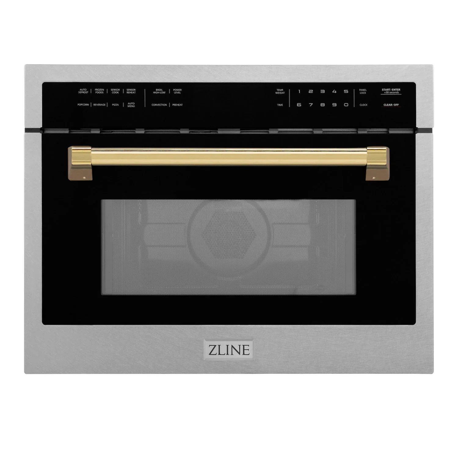 ZLINE Autograph Edition 24-Inch  Microwave Oven in Satin Stainless Steel with Gold Accents (MWOZ-24-SS-G)